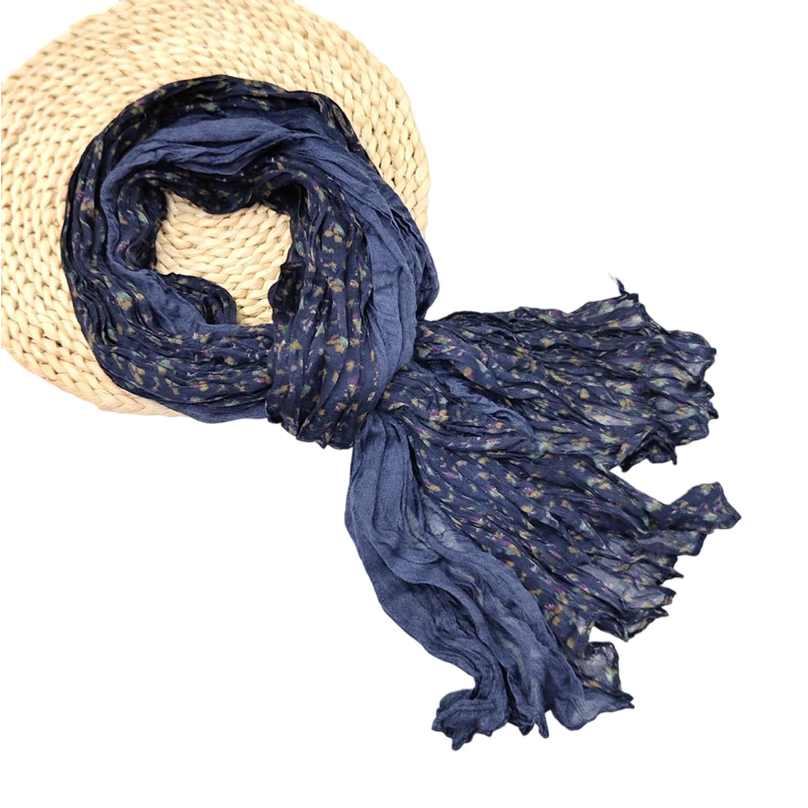 MICFENY Stylish Pleated Scarf Soft Wrinkles Texture Unisex Neck Accessory For Cold Weather Casual Formal Occasion Dressingup