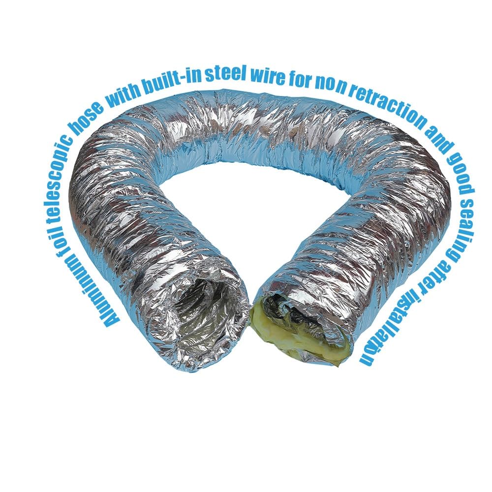 Tubería Flexible Aislada De Ventilación De Aluminio Para Conductos De Aire Estancos De 100mm 150mm 200mm Tubo De Drenaje Aislante Y Silencioso(150mm(5.9"))