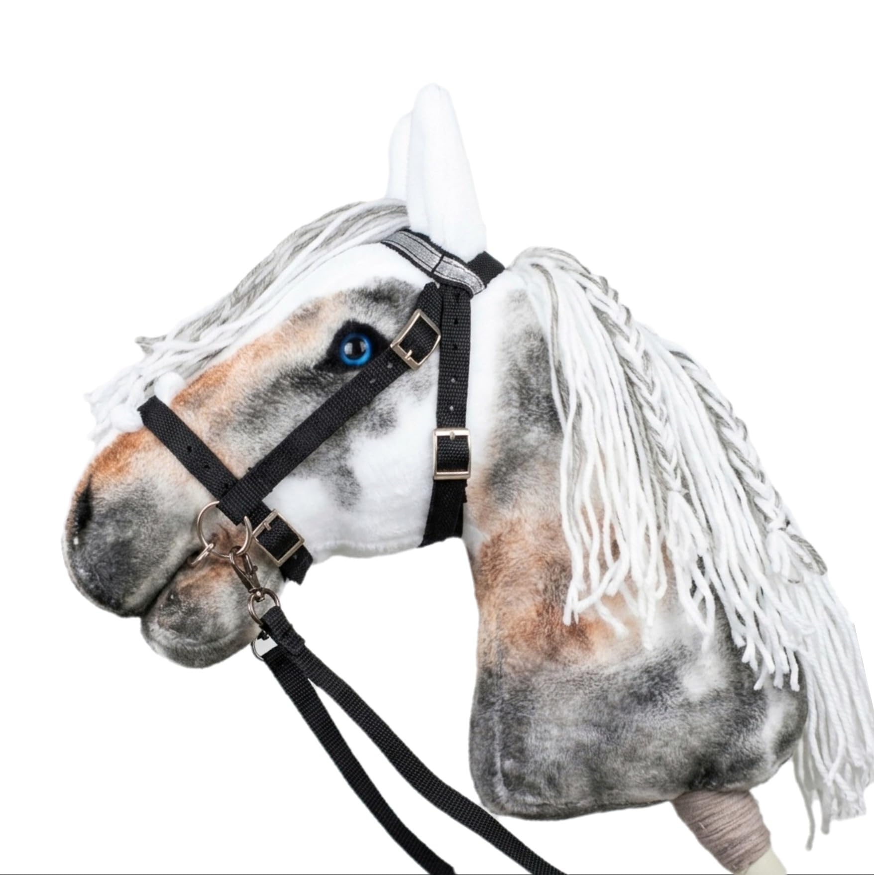 Hobby Horse Steckenpferd A3 Pferd Appaloosa mid Abnehmbare Trense, realistischen blauen Augen.