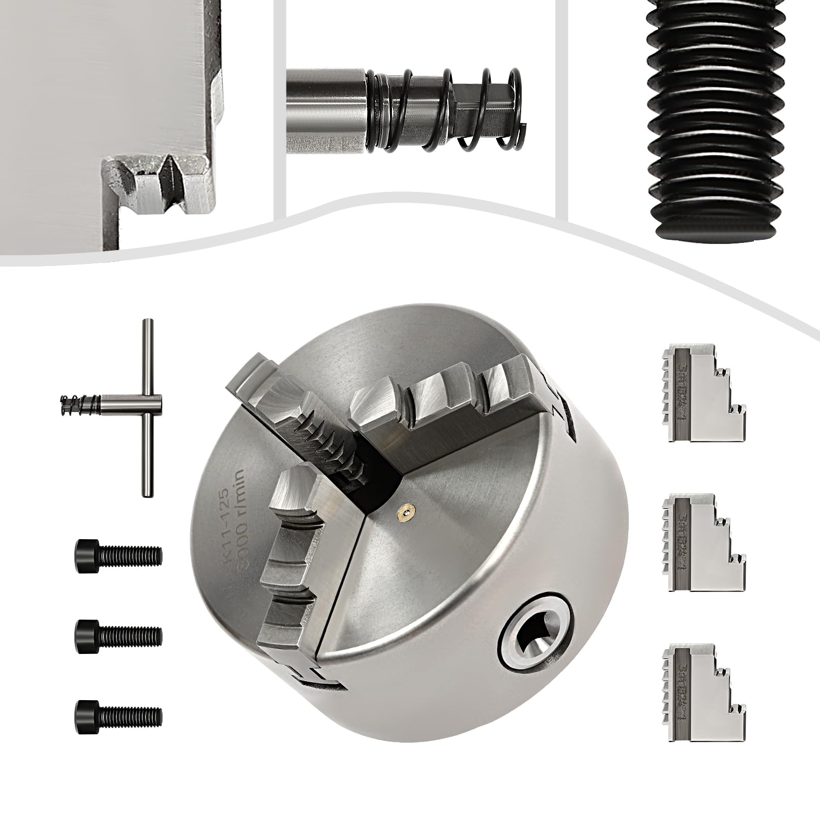 Mandrino per tornio K11-125 mm 3 griffe Rivestimento a tre griffe