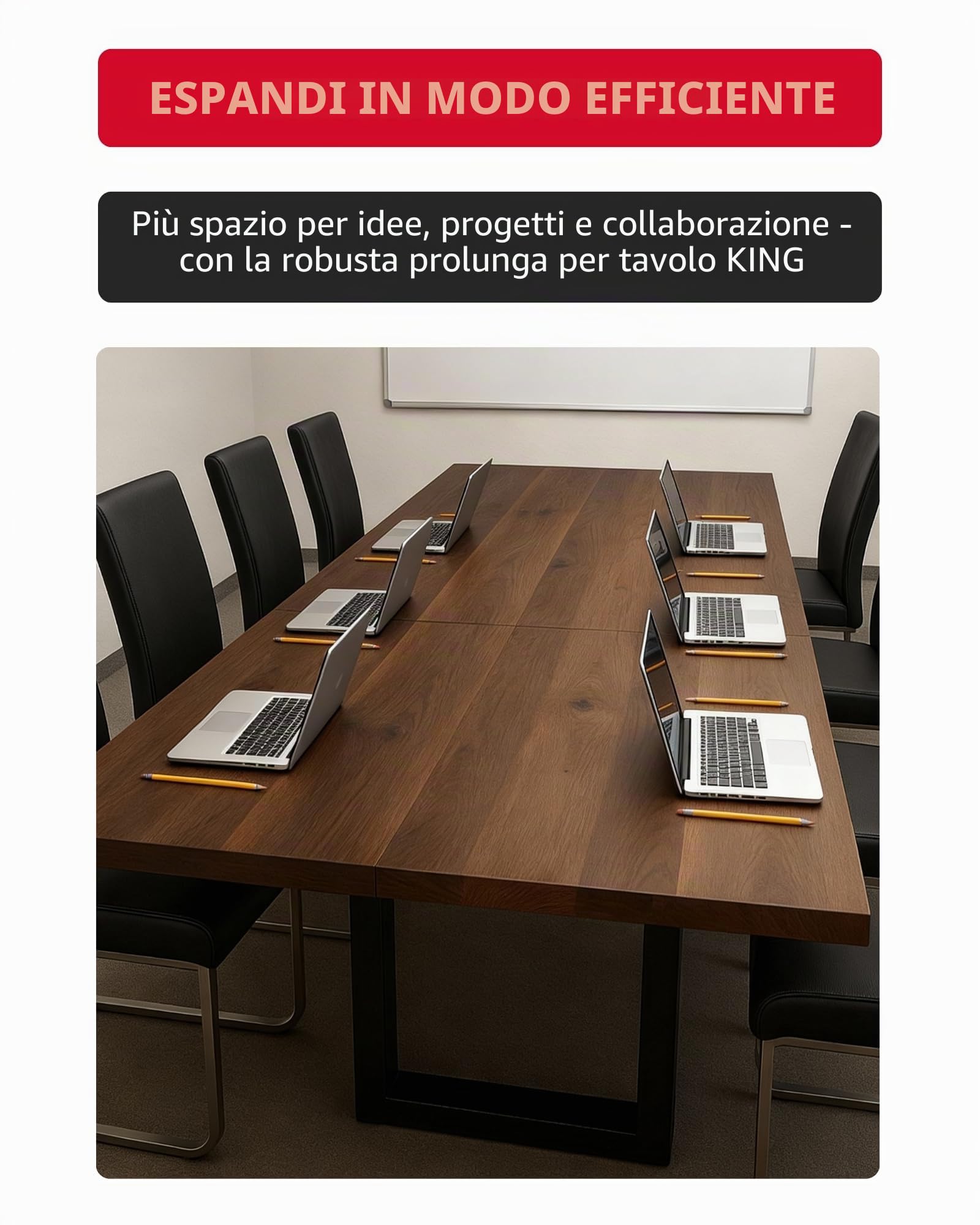 Gedotec Prolunga per tavolo 810 mm - 2 prolunghe per piano incl. materiale di fissaggio - acciaio nero opaco - prolunga per tavolo da pranzo in acciaio, da montare sotto il piano