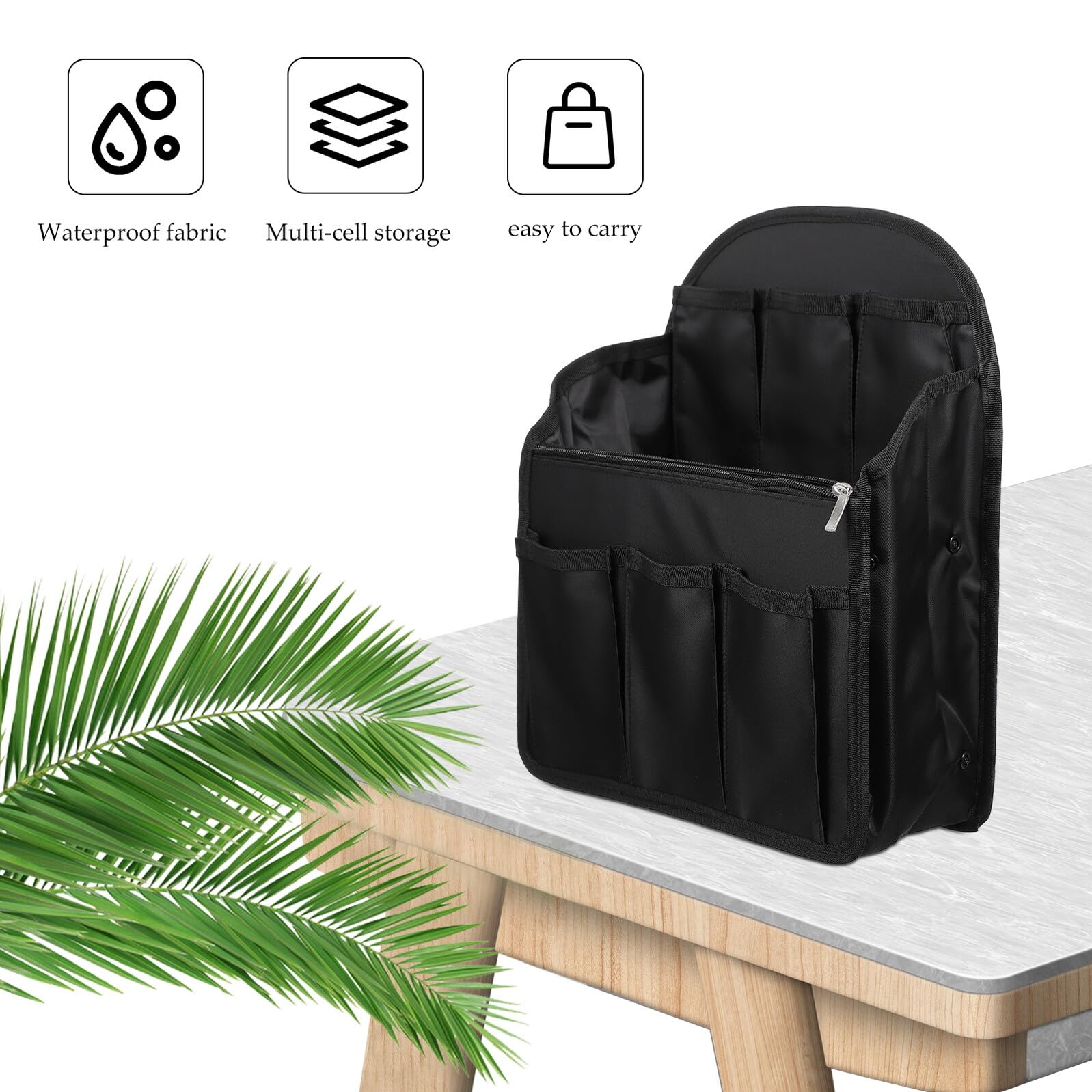 Inserto Organizador de Mochila Múltiples Bolsillos, Nylon Negro