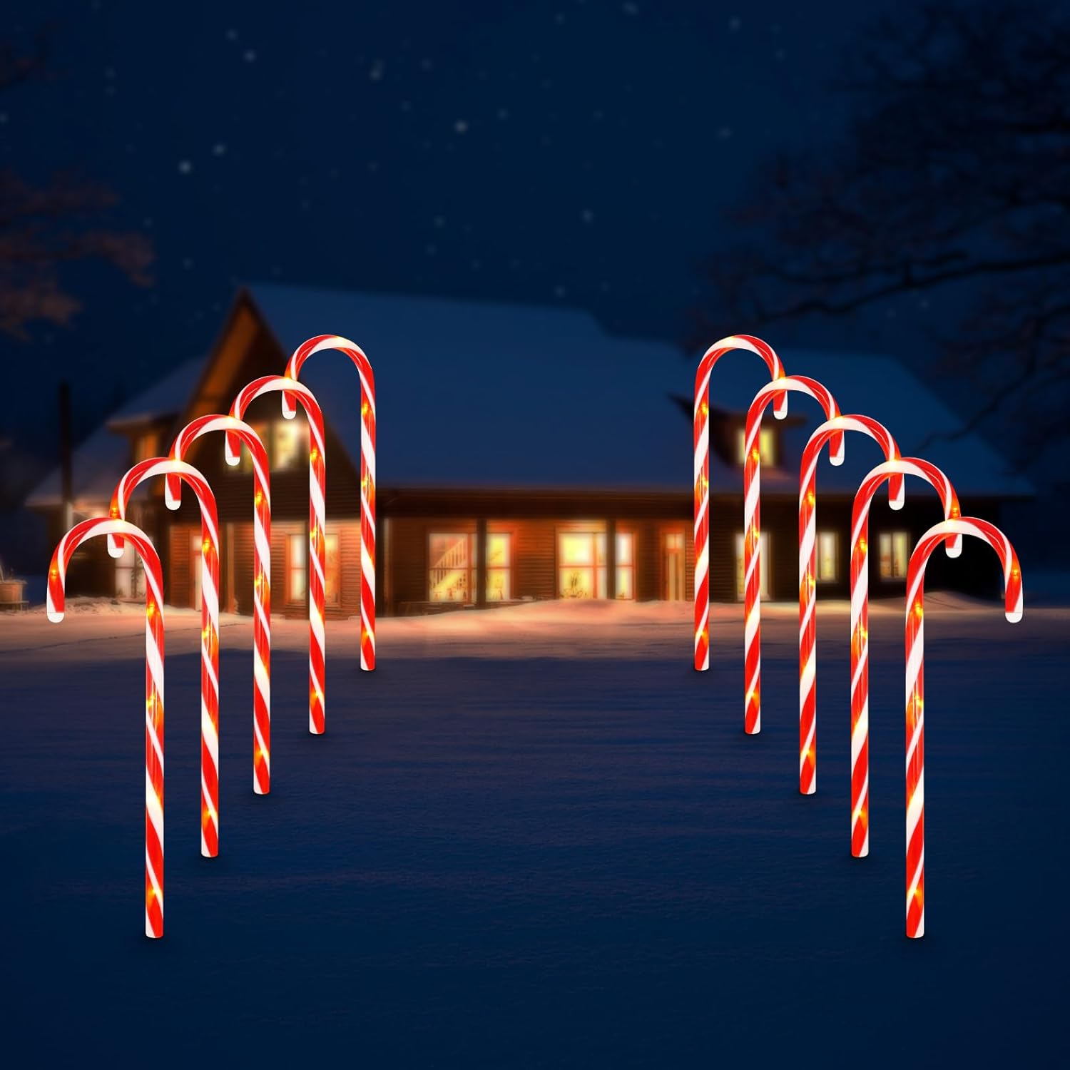 Christmas Candy Cane Pathway Markers Lihgts , 10 Pack Candy Cane