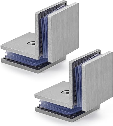Miniatura 5 de Ranbo Conector de abrazadera de vidrio cuadrado de acero inoxidable 304, sin marco, puerta de ducha, panel fijo, abrazadera de esquina de vidrio a