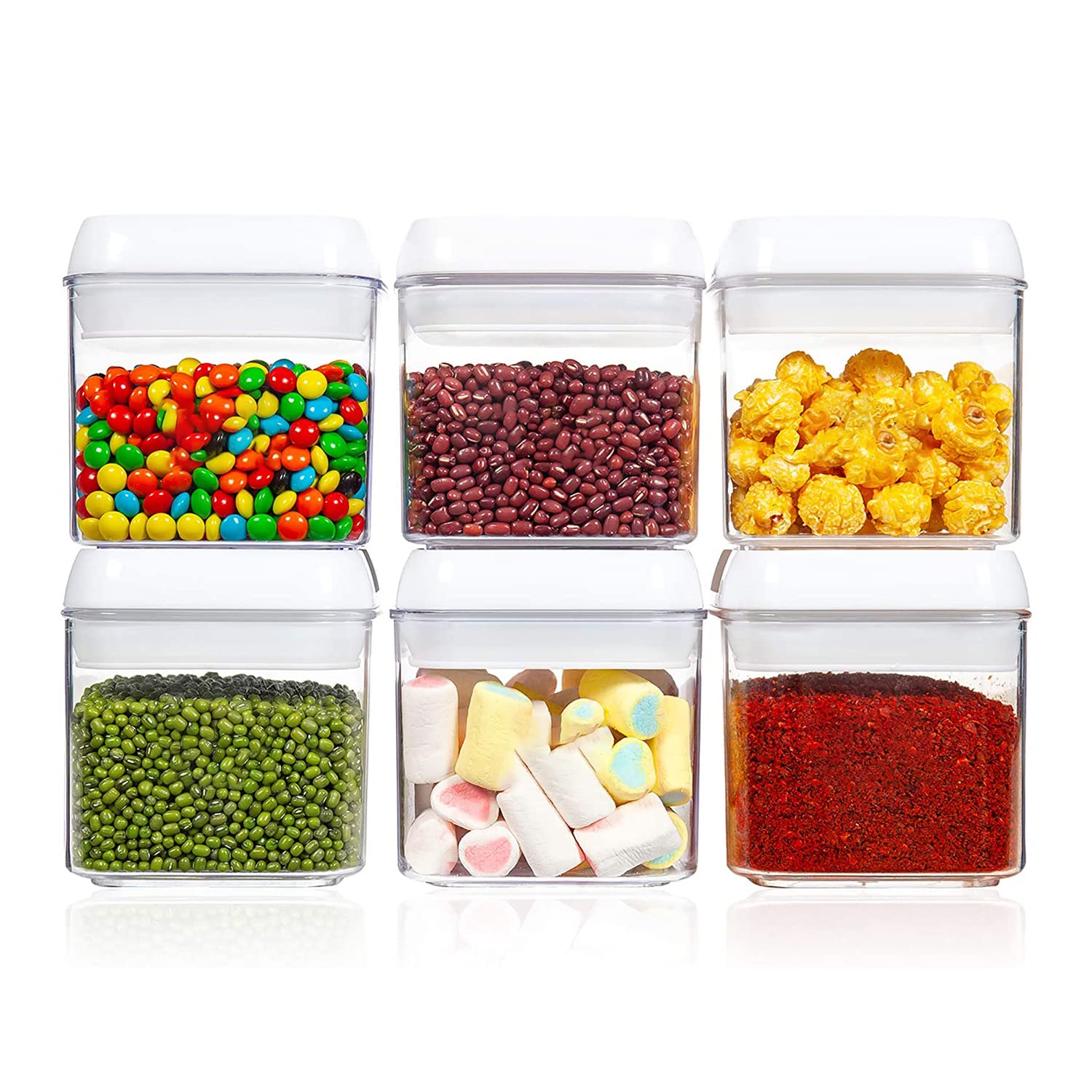 GGEROU Airtight Food Storage Containers Set with Lock Lids,Set of 6,Pantry Organization Plastic Storage Jar Storage Tank for Cereal,Coffee, Sugar - Moisture Proof,BPA Free & Stackable Design (S:500ML)