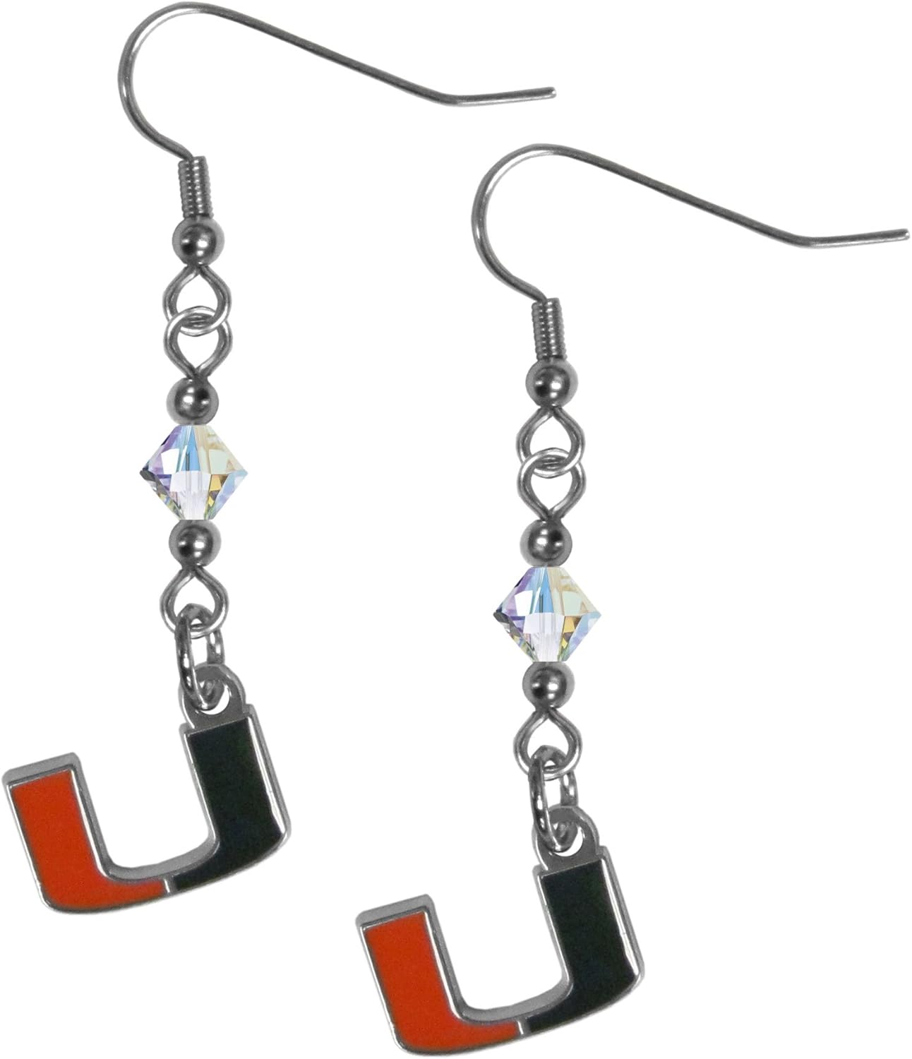 NCAA Siskiyou Sports Womens Miami Hurricanes Crystal Dangle Earrings One Size Team Color
