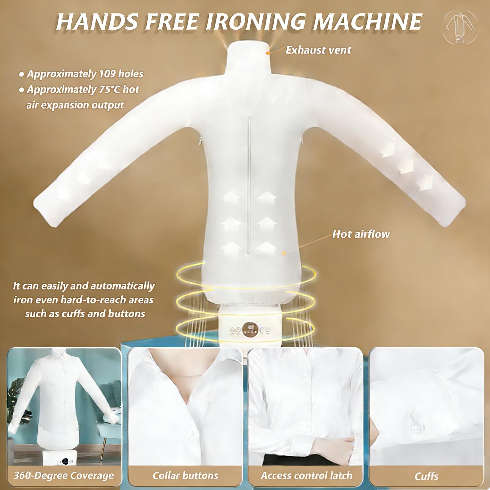 Hemdenbügler Pro Bügelpuppe mit Aufsätzen für Hemden, Hosen & Schuhe – Automatischer Hemdglätter, Hosenbügler & Schuhtrockner für faltenfreie, trockene Kleidung ohne Bügeln Upgraded