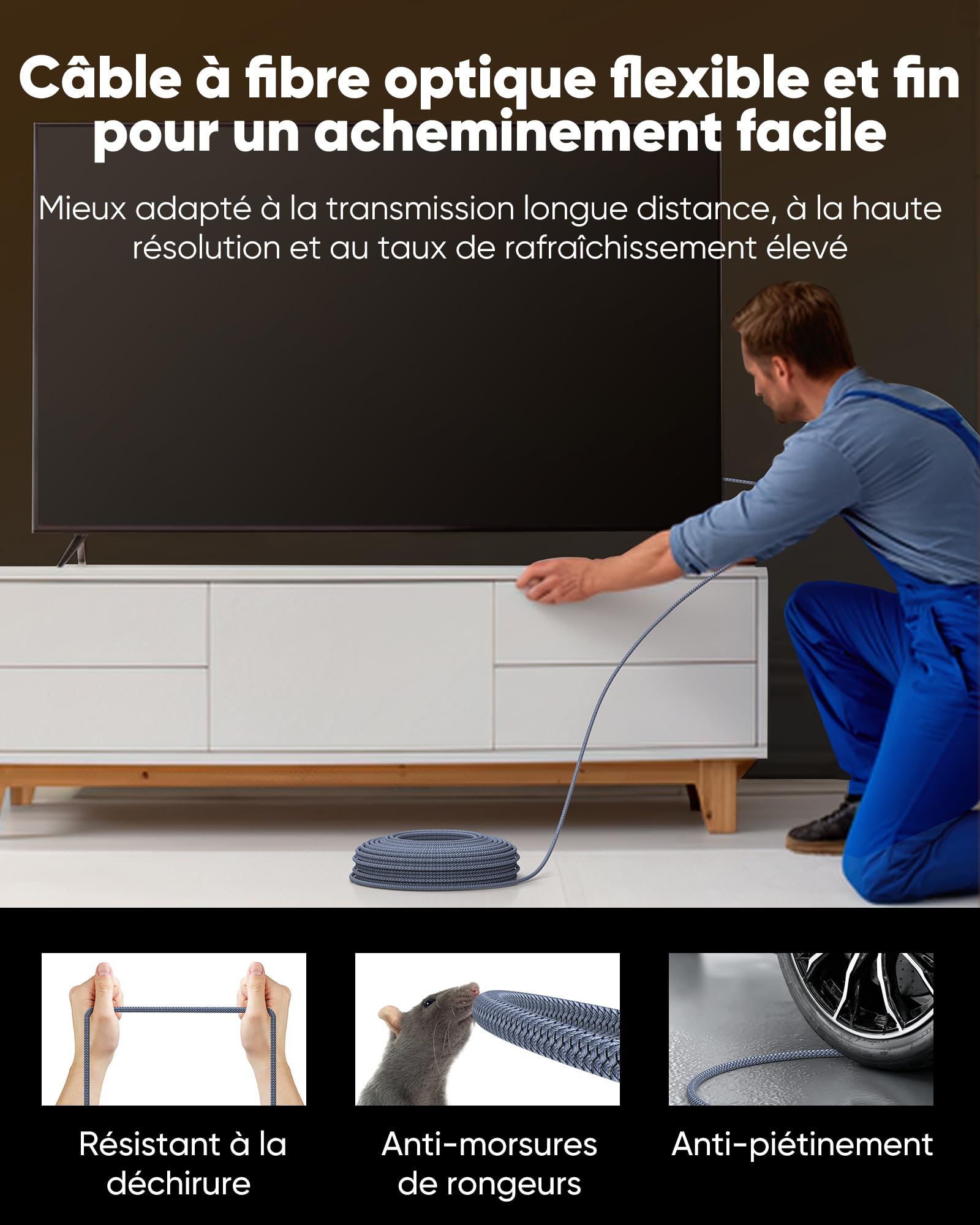 Snowkids 8K Cavo 2.1 HDMI 30M,Ultra High Speed 48Gbps,8K@60Hz 4K@120Hz | 8K Cavo HDMI 2.1, Ultra High Speed 48Gbps with no signal loss,delivers detailed images for movies and video games