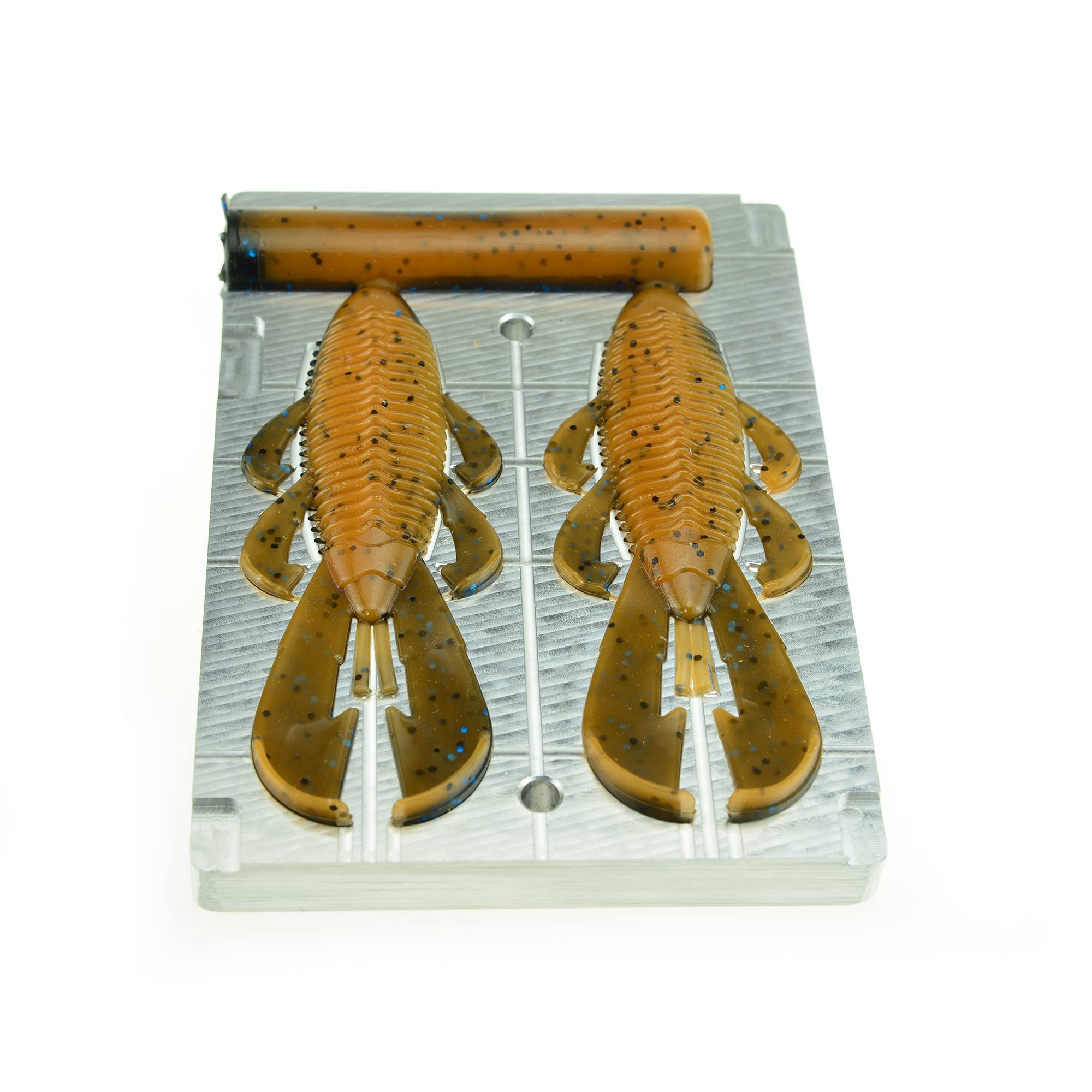 Molde de plástico suave para hacer señuelos de inyección, señuelos de pesca, dos cavidades Bandito Bug 4 pulgadas (aluminio)