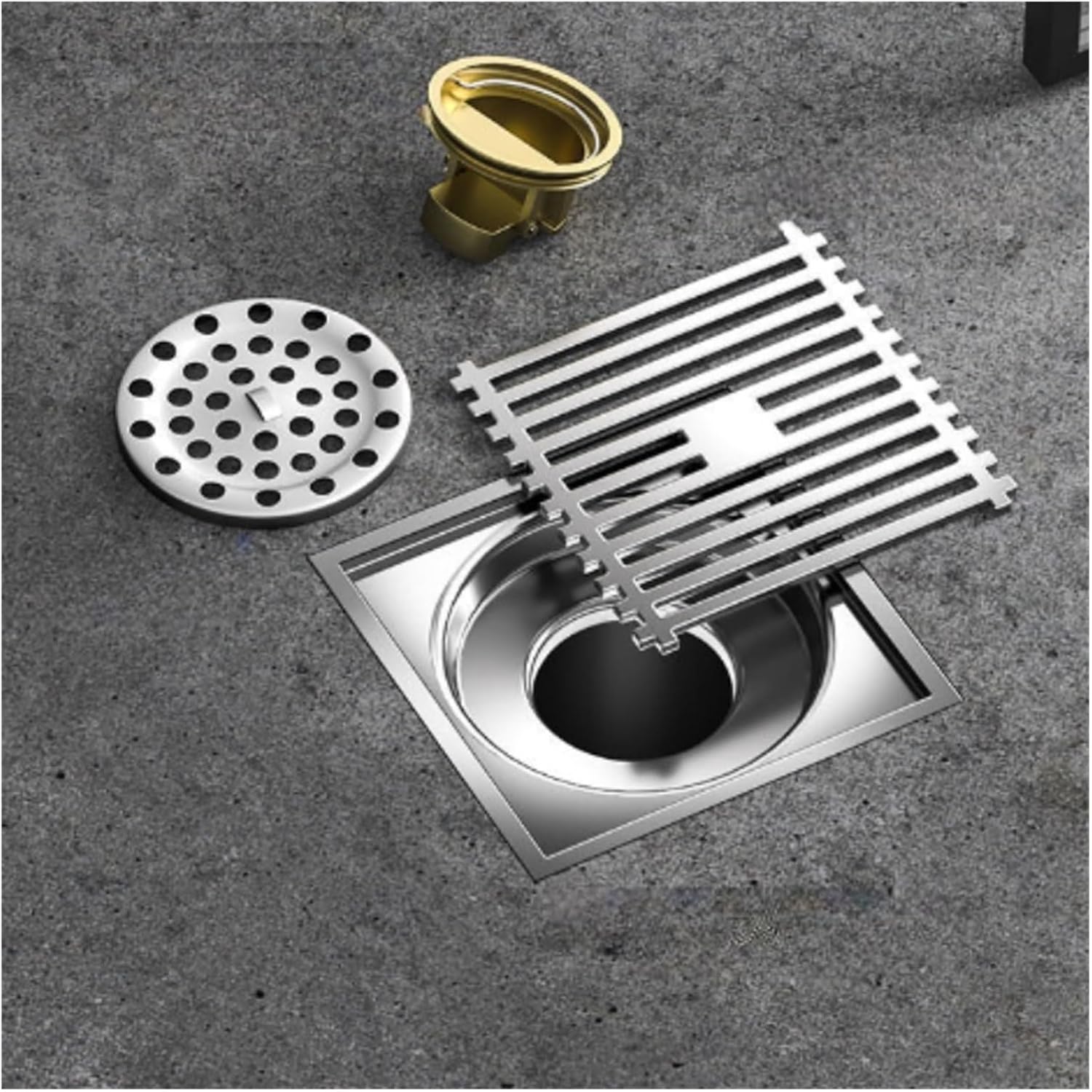 10cmX10cm, Stainless Steel Anti, Bathroom Shower Square Floor Drain Silver Kitchen(Plating LY)