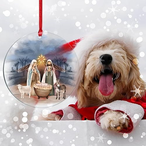 Miniatura 7 de Jesús es la razón Natividad Escena Adornos de Navidad Feliz Navidad Regalo cristiano Decoraciones de árbol de Navidad Temporadas Felicitación