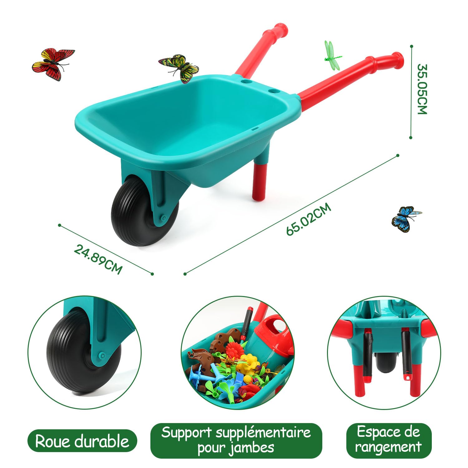 cute stone Ensemble d'outils de Jardinage pour Enfants, Jouets de Jardin avec brouette, arrosoir, Pelle, Jouet de Construction de Jardin de Fleurs, Jeu de Simulation pour l'extérieur et l'intérieur
