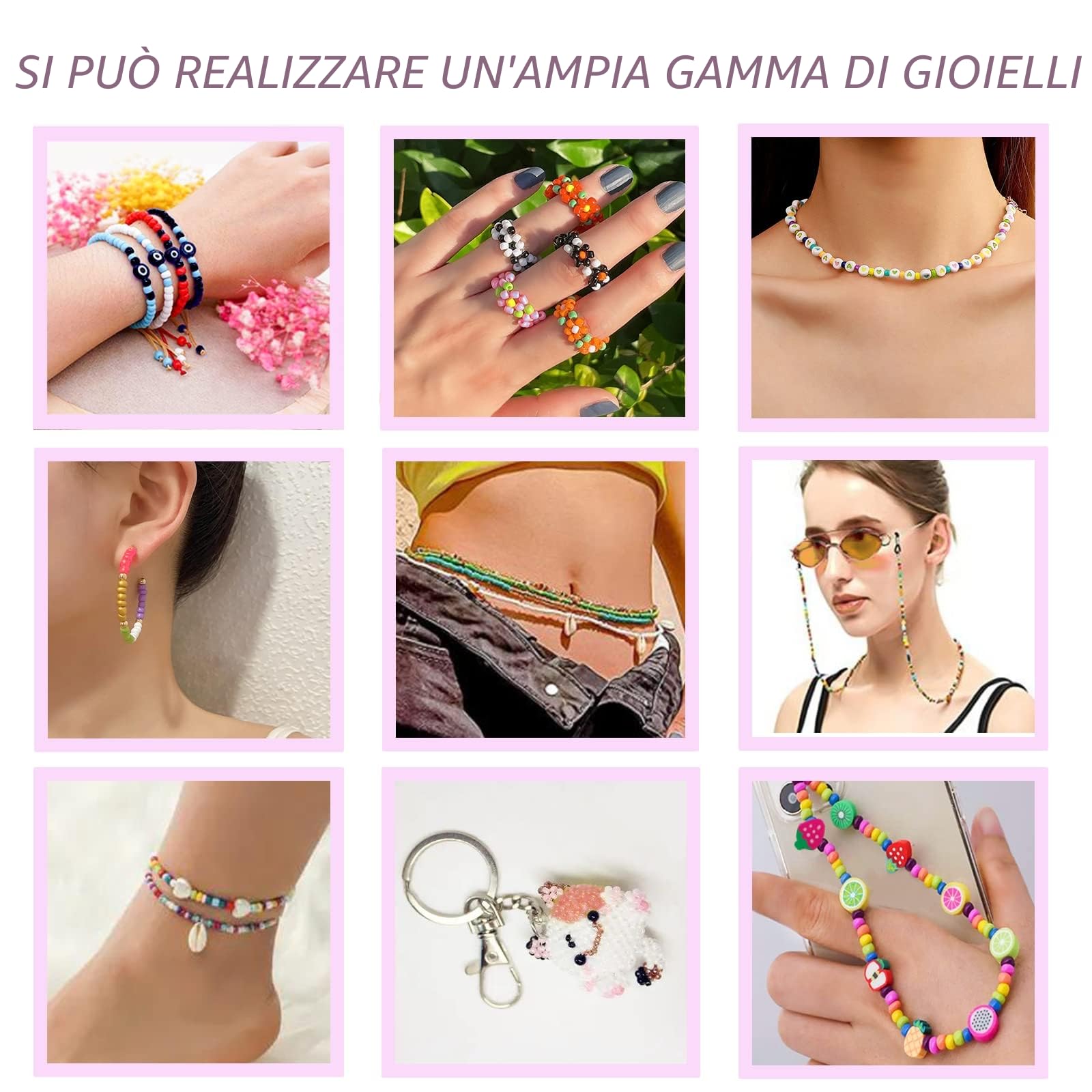 12000pcs 4mm Perline per Braccialetti, 96 Farben Kit Braccialetti con Lettere Perline, occhi malvagi，perline per bigiotteria fai da te, usato per DIY braccialetti, collane, cavigliere, ecc