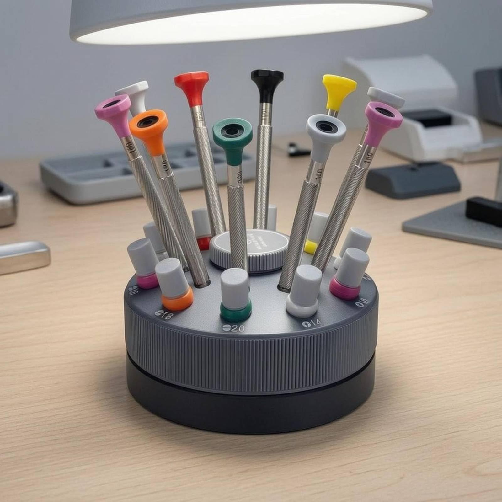 Set Cacciaviti Precisione Base Girevole Cacciaviti Precisione Punte Extra Cacciavite Orologiaio, Set Di Cacciaviti GY007 Piccolo Ottagono Con Punte Tutte A Taglio, Più 10 Punte Aggiuntive