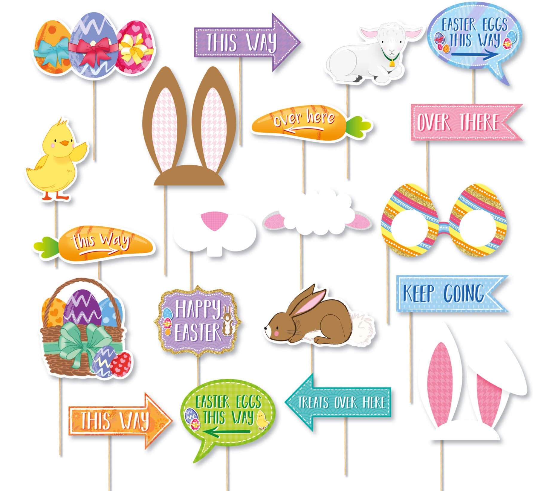 Easter Egg Hunt Photo Booth Props x20 Bunny Carrot DIY Craft Kids Fun Party 5yr+