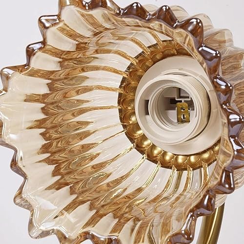 Miniatura 7 de Vintage Flower Wall Sconce Modern Gold Floral Amber Crackle Glass Farmhouse Wall Light for Bathroom Vanity Living Room E26E27 Base(YELLOW2)