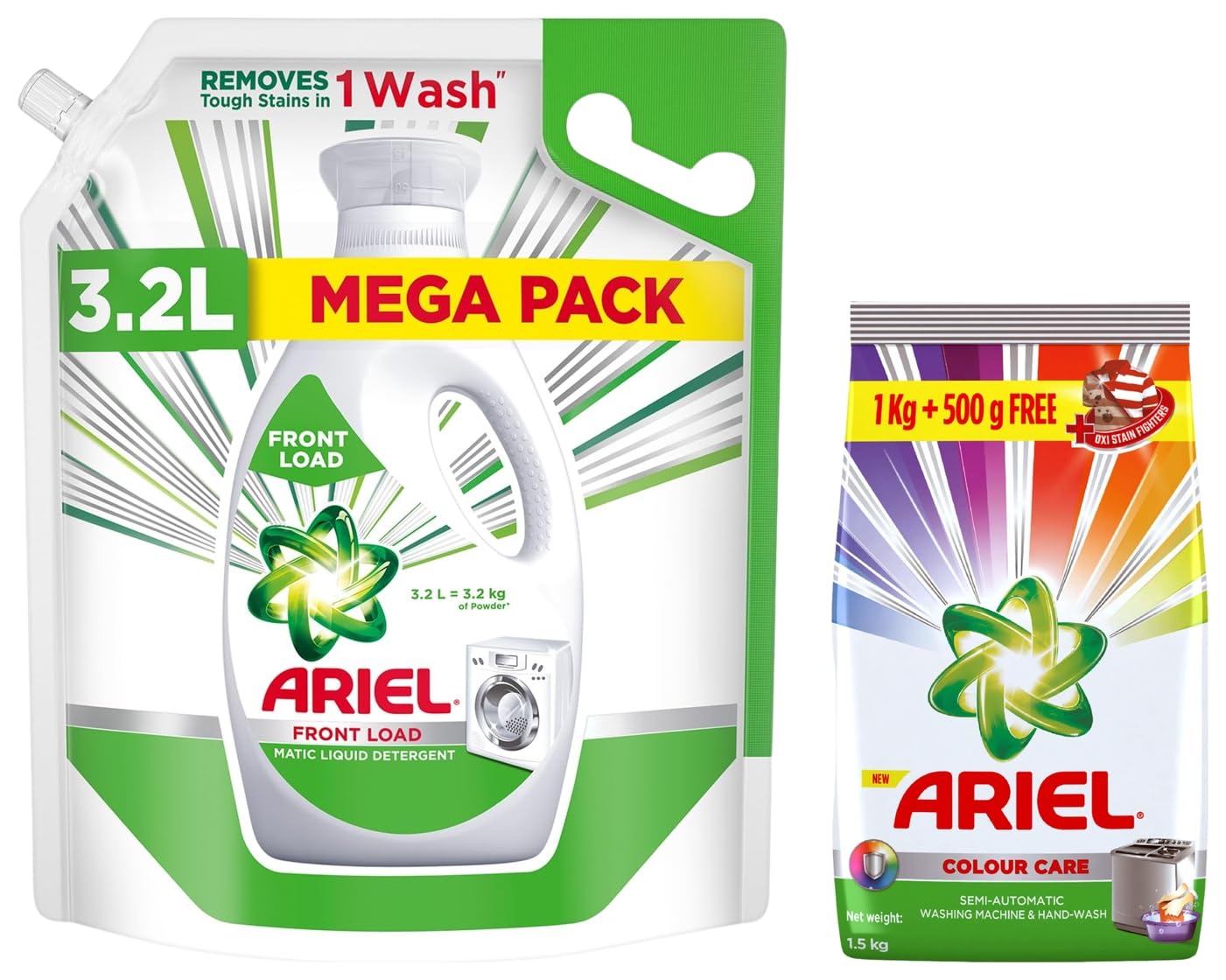 Ariel Front Load Matic Liquid Detergent 3.2Ltr & Ariel Colour Detergent Washing Powder - 1 kg with Free Detergent Washing Powder - 500 g (B0CZ43HXMX) Amazon Price History, Amazon Price Tracker