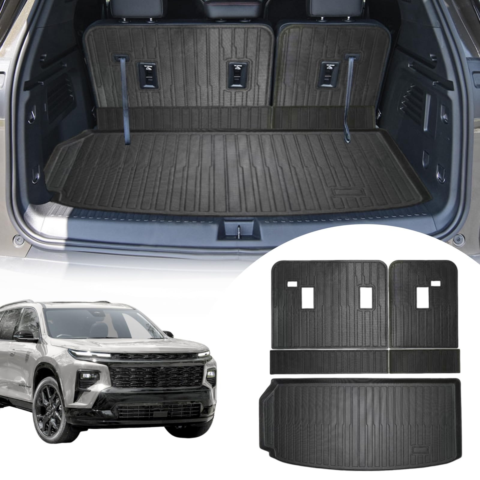 ZQULOYO Rear Seat Back Cover For Chevrolet Tahoe – Split Dog Liner, Hook & Loop, Waterproof Trunk Protector (2-Piece)