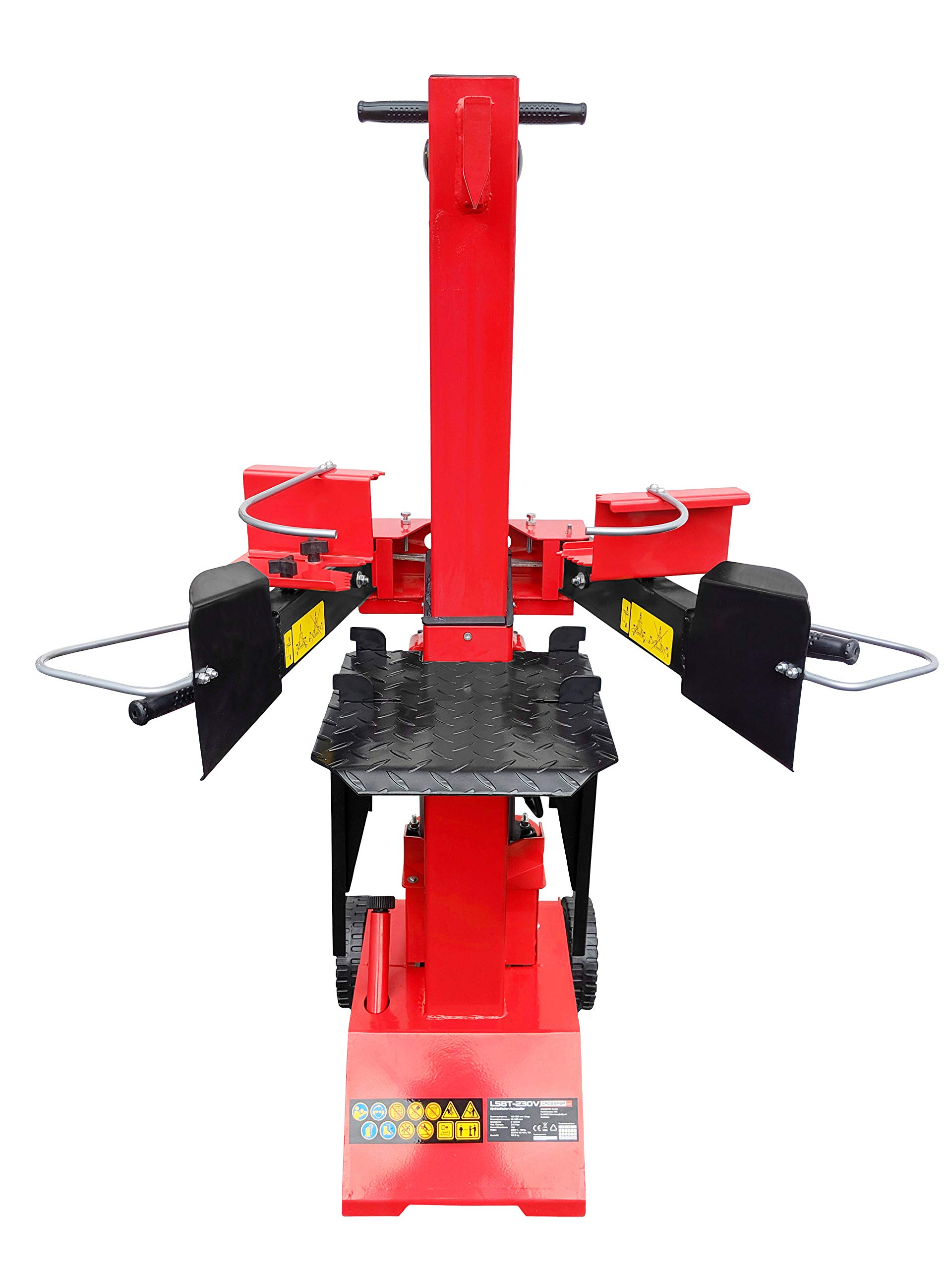 CROSSFER Holzspalter LS8T-230V/PRO/Hydraulikspalter 8 Tonnen Spaltkraft / 230V Motor 3 kW/Auto-Rücklauf mit stufenlosem Rücklaufstopp / 55 cm Spaltlänge/Spaltgut Ø max. 30 cm / 2 Holzablagetische