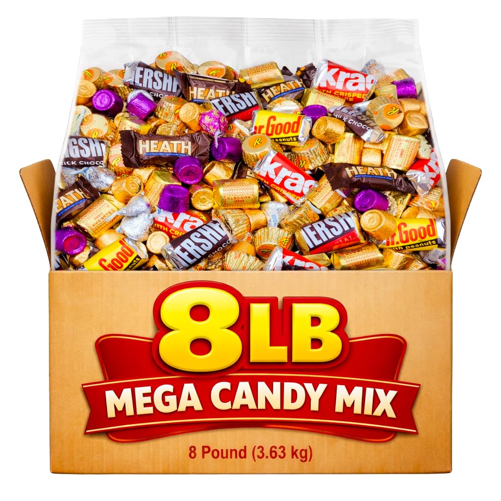 Bulk Chocolate Candy Variety Pack - 8lb Miniature Chocolate Bulk Candy Individually Wrapped - Assorted Chocolate Candy for Party Favors, Pinatas, Goodie Bags and Office Snacks