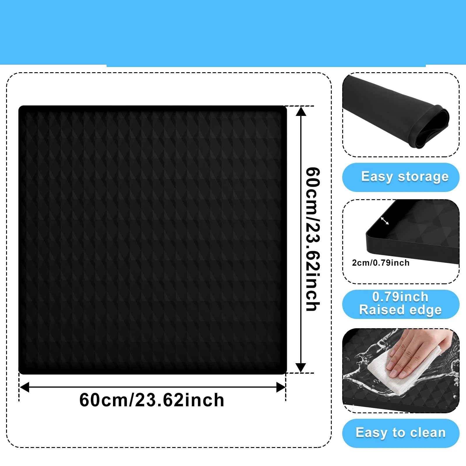 Housse imperméable pour machine à laver 60 x 60 cm – Noir mat, protection parfaite pour lave-linge et sèche-linge, polyvalente pour comptoirs et appareils électroménagers