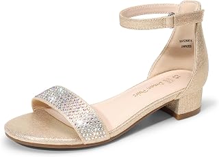 DREAM PAIRS Girls Sandals Heel Dress Pumps | Open toe ankle strap girls dress sandals foam insole 1in heel fit wedding flower girl party graduation special events