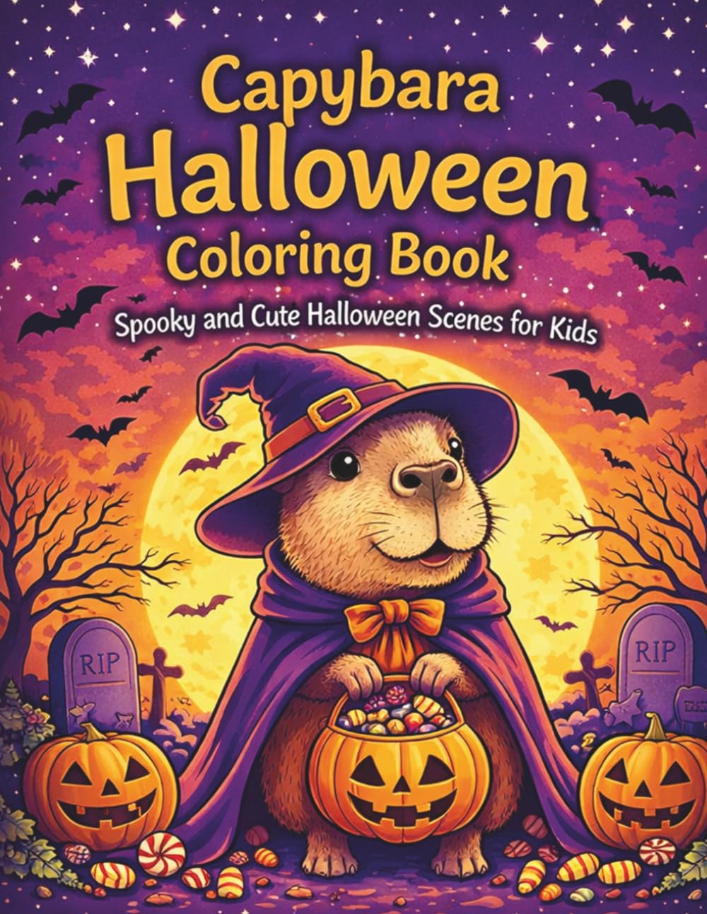 Capybara Halloween Coloring Book: Spooky and Cute Halloween Scenes for Kids (Cozy Capybara Coloring Series)