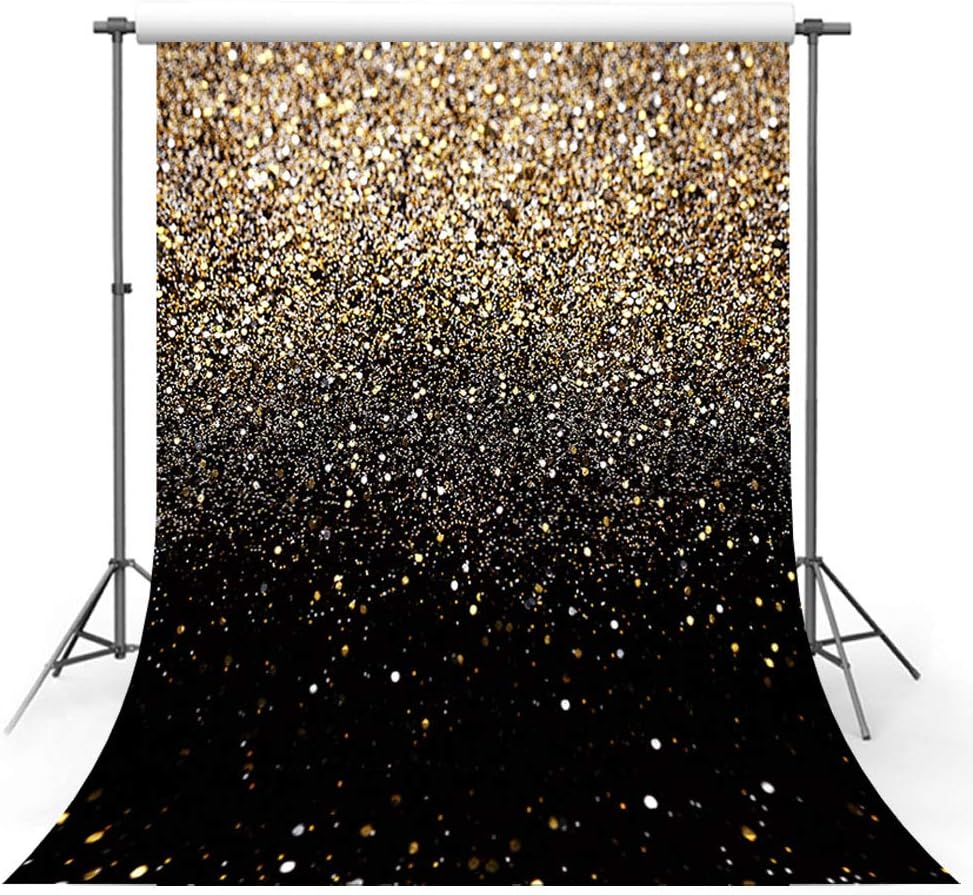 5x7ft Gold Black Glitter Backdrop Proms Backdrop Starry Sky Shiny Abstract Background for Birthday Party Wedding Kids Newborn