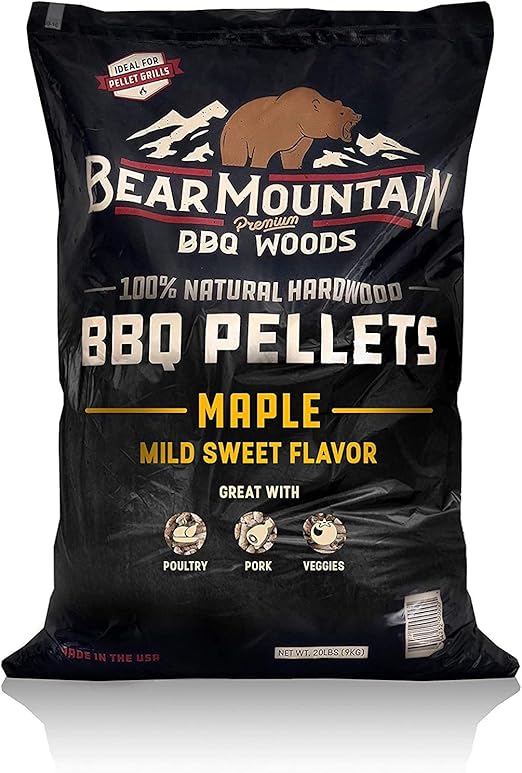 Bear Mountain All Natural Wood Pellets for Smoker, Grill & BBQ, 20 Lbs, Maple