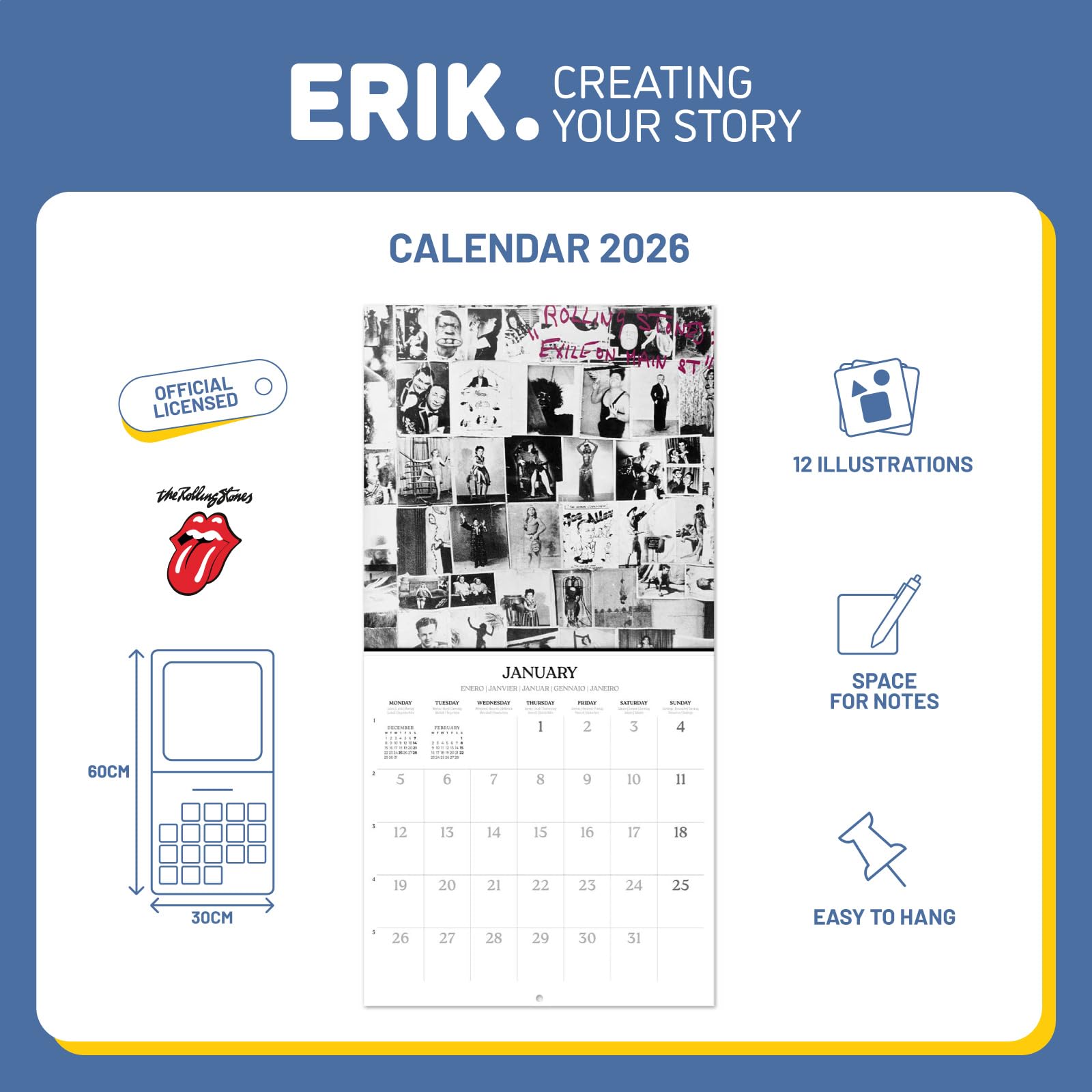 Grupo Erik Wall Calendar 2026 - The Rolling Stones Calendar - View #4