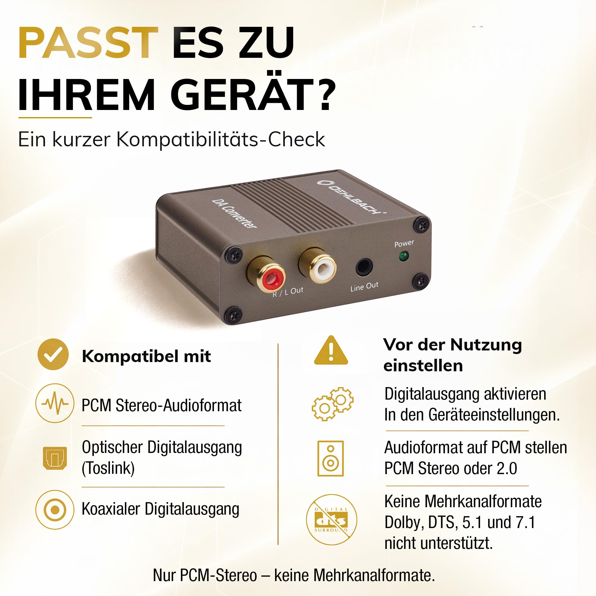 OEHLBACH Digi Bridge Convertisseur audio numérique/analogique coaxial/optique, R-L/jack, connecteur d'alimentation USB de type C, puce Cirrus Logic, marron