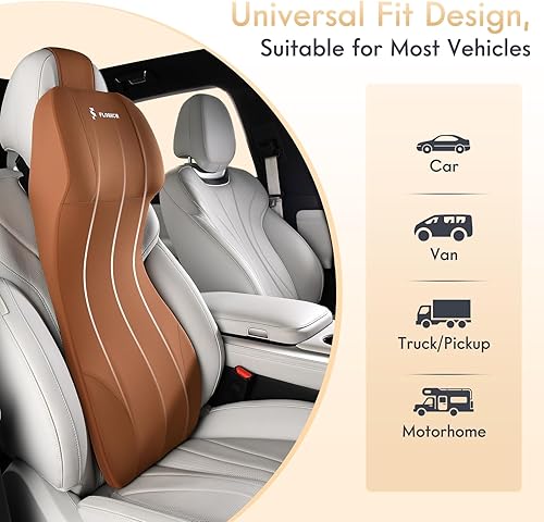 Miniatura 9 de FLORICH Soporte lumbar para asiento de automóvil con almohada para reposacabezas, almohada lumbar de espuma viscoelástica, cojín de apoyo de espalda