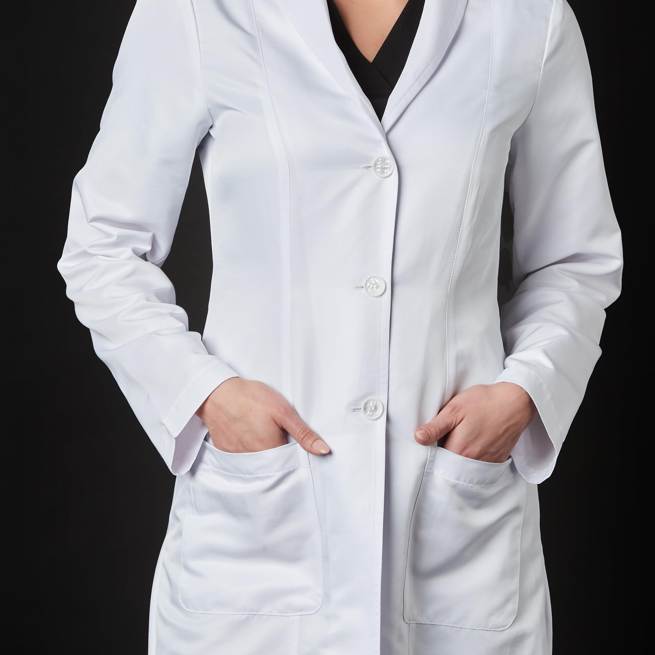 Bata Sanitaria De Trabajo Liunic Mujer Repelente Antibacterial Esterilizable Resistente Reutilizable Médico Doctora Laboratorio Farmacia Color Blanco