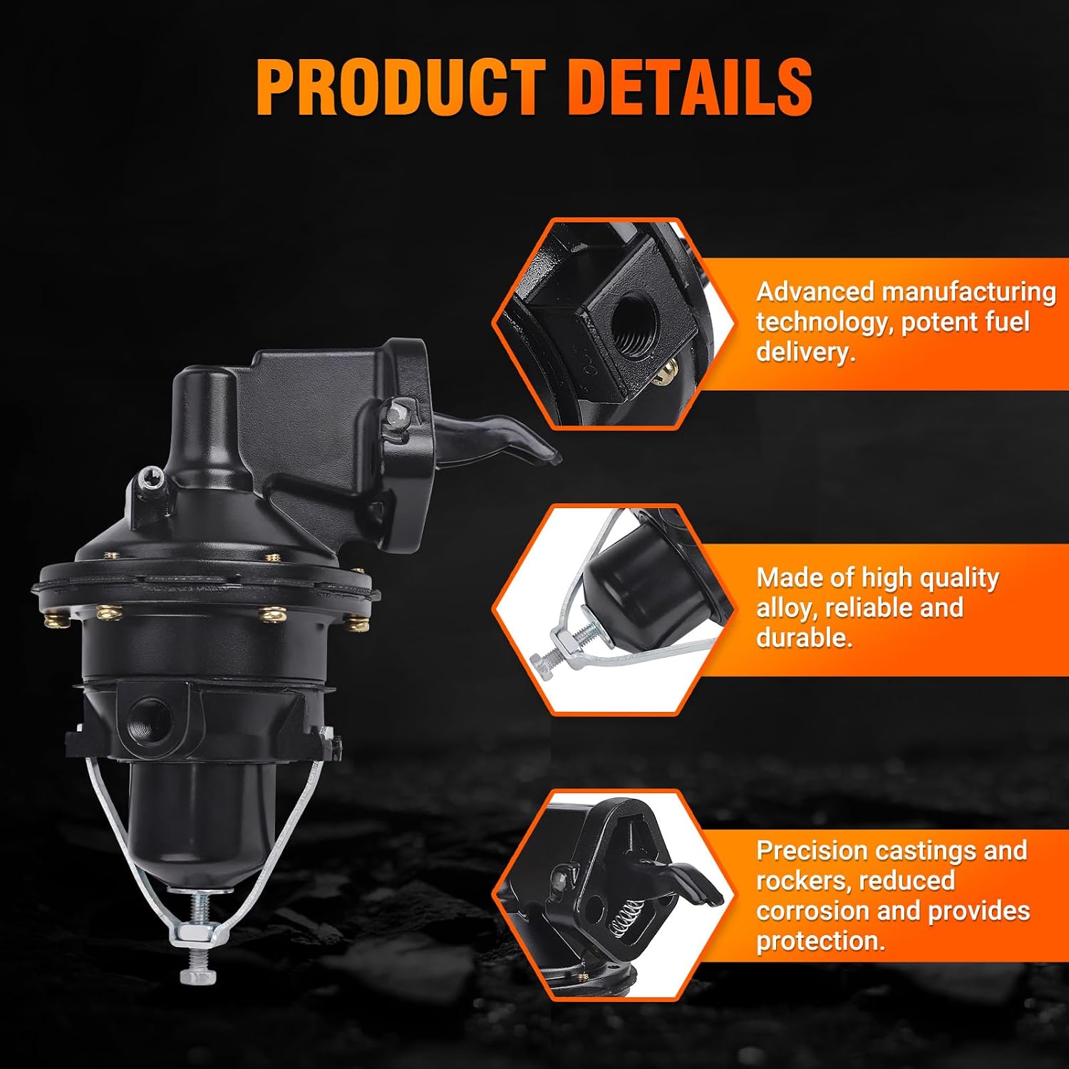 Mechanical Fuel Pump for Mercruiser 120 140 165 170 180 181 190 225 for Volvo Penta OMC 2.5L 3.0L 3.7L, Replaces 3854858 8M0073435 42725A3 9-35422 18-7282