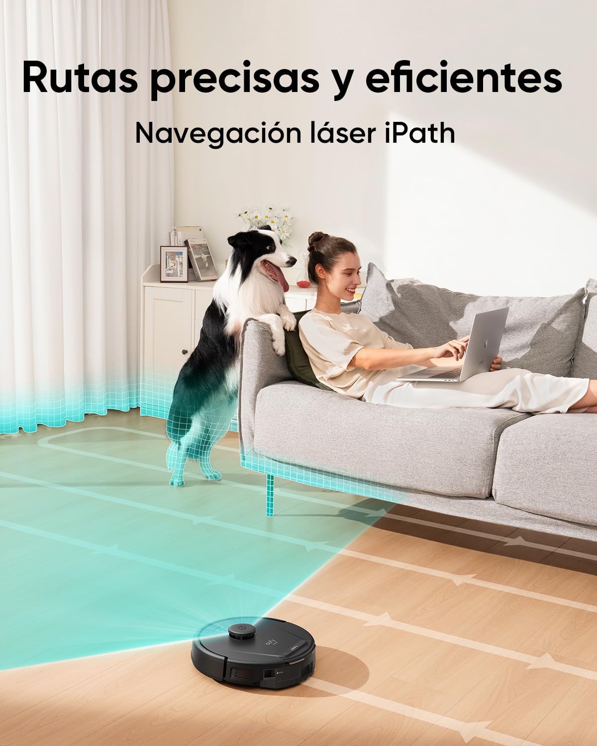 eufy L60 Saugroboter mit 5.000Pa Saugkraft, Anti-Haar-Verwicklung, 60-Tage-Absaugstation, iPath-Laser-Navigation, für Hartböden