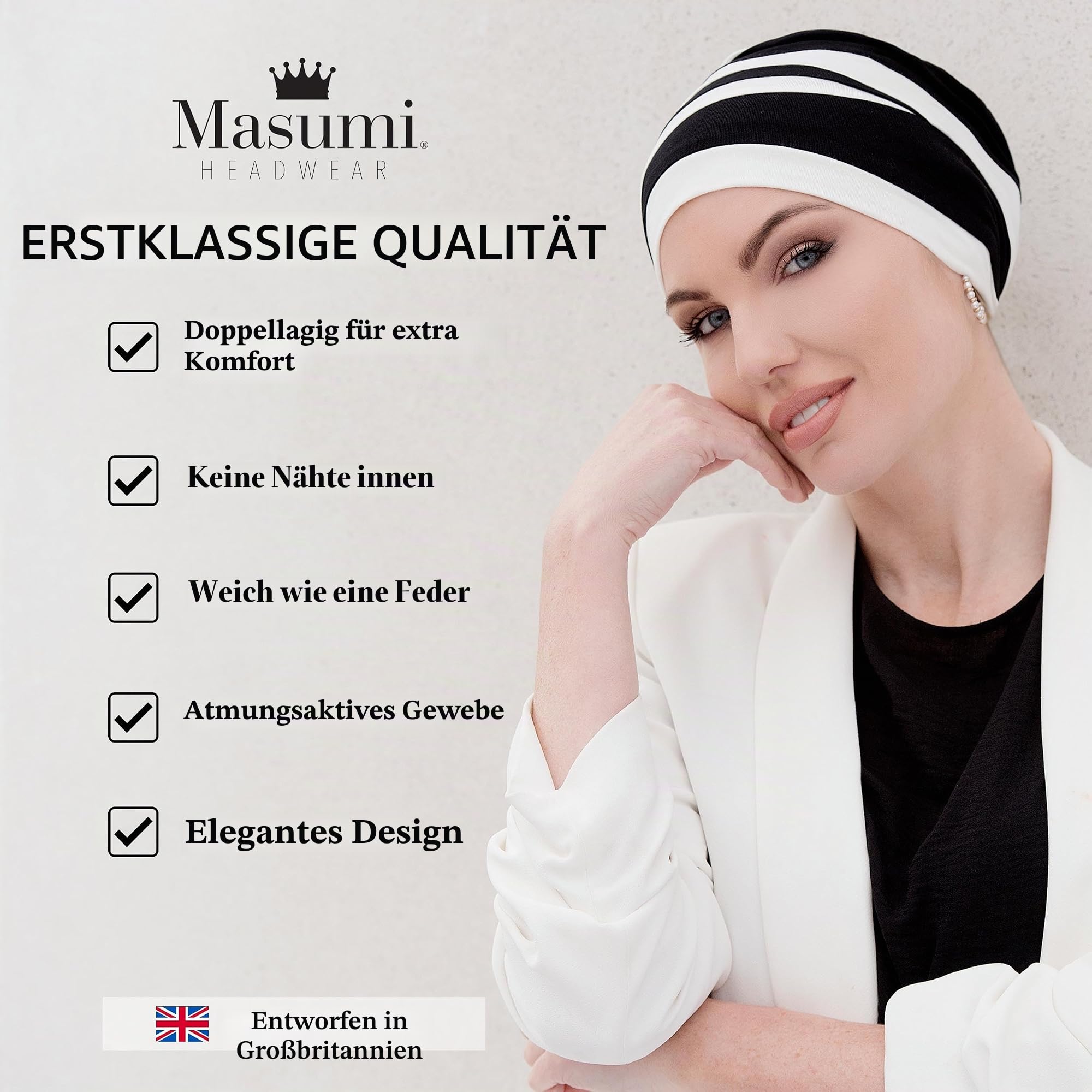 MASUMI Chemo Bio Kopfbedeckung - DORNA Turbanmütze | Krebs-Kopfbedeckung für Frauen mit Haarausfall | Alopezie-Mützen und -Hüllen