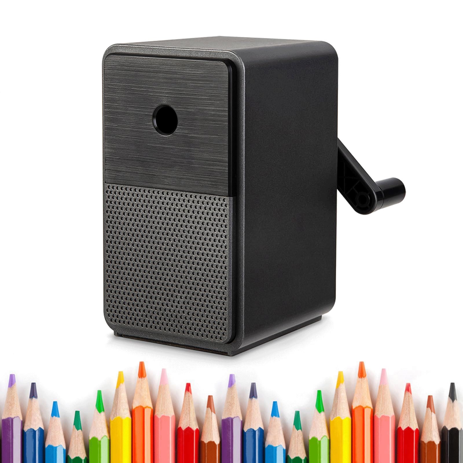 Manueller Bleistiftspitzer mit verstellbarer Spitze, automatische manuelle Kurbel, Klinge aus legiertem Stahl für schnelles Schärfen, geeignet für Studenten, Klassenzimmer, Zuhause und Büros (schwarz)