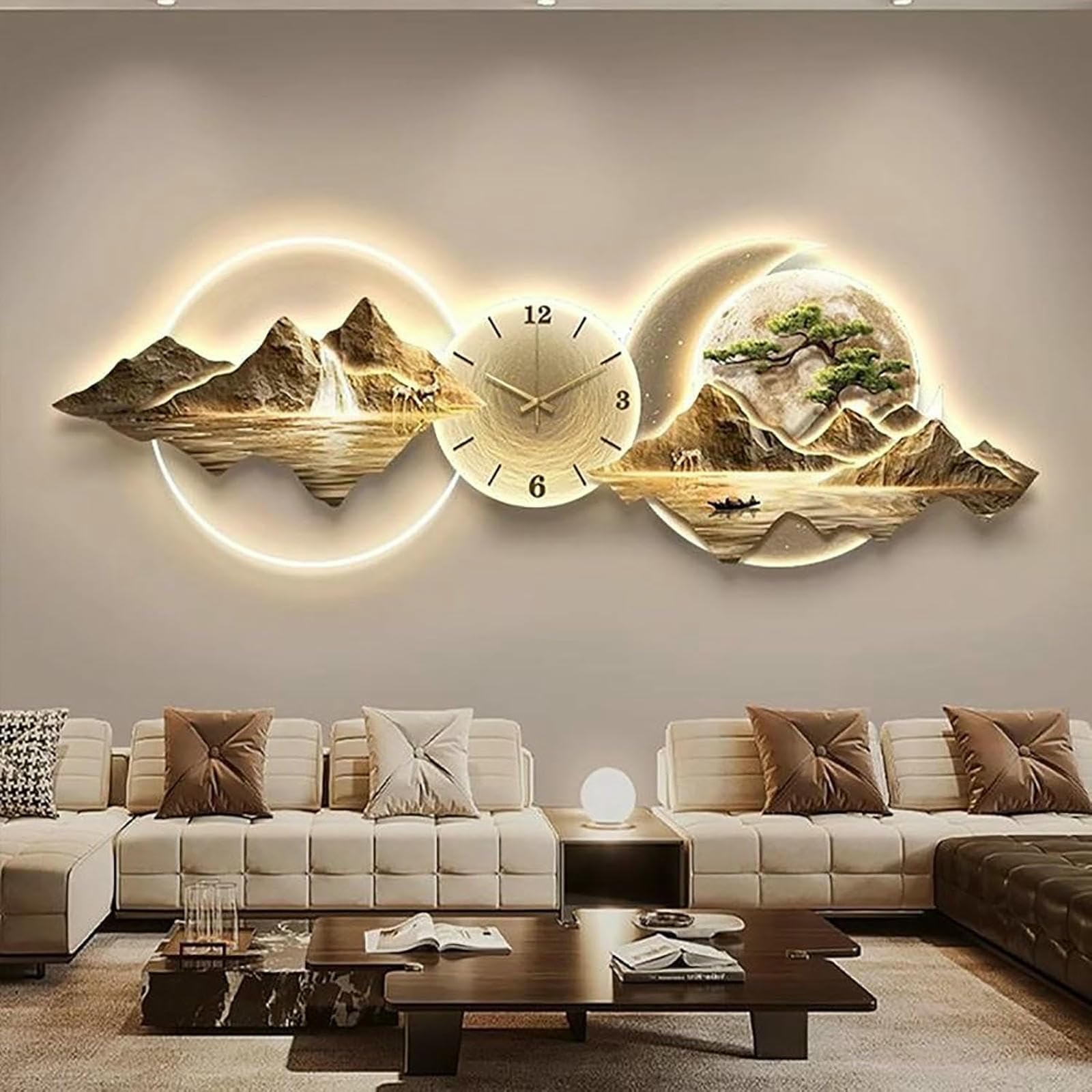 Décoration murale 3D avec art léger LED et peinture d'éclairage moderne pour salon