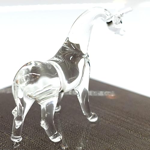 Miniatura 4 de Figuras miniatura de jirafa Stoop animales soplados a mano arte de vidrio coleccionable, decoración de regalo, transparente