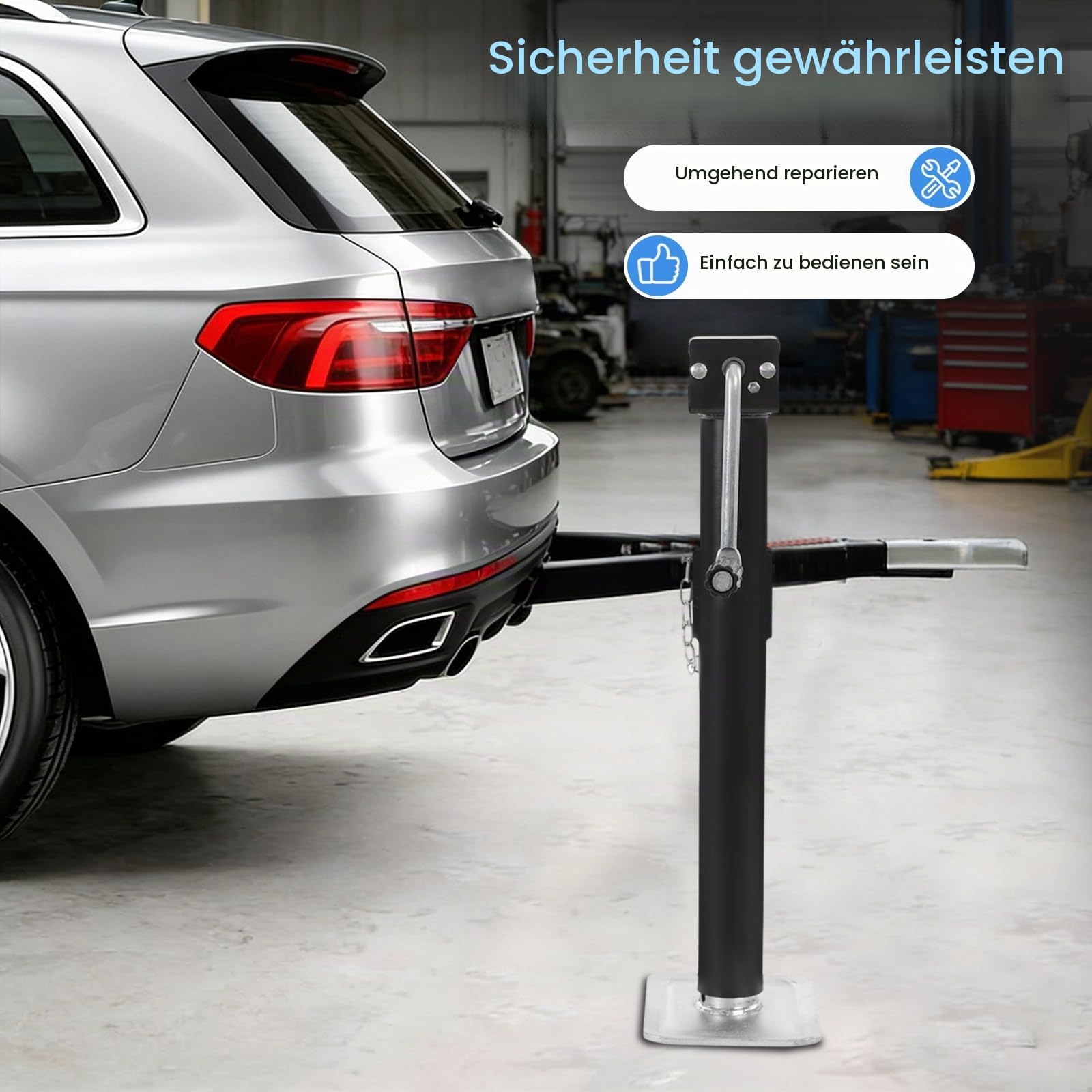 Anhängerstützen Höhenverstellbar, 380 mm Anhänger Stützen bis 5000lbs, Stützlast Ausdrehstütze Kurbelstütz Verzink für Anhängern, Wohnwagen, Yachten, Wohnmobilen und Anderen
