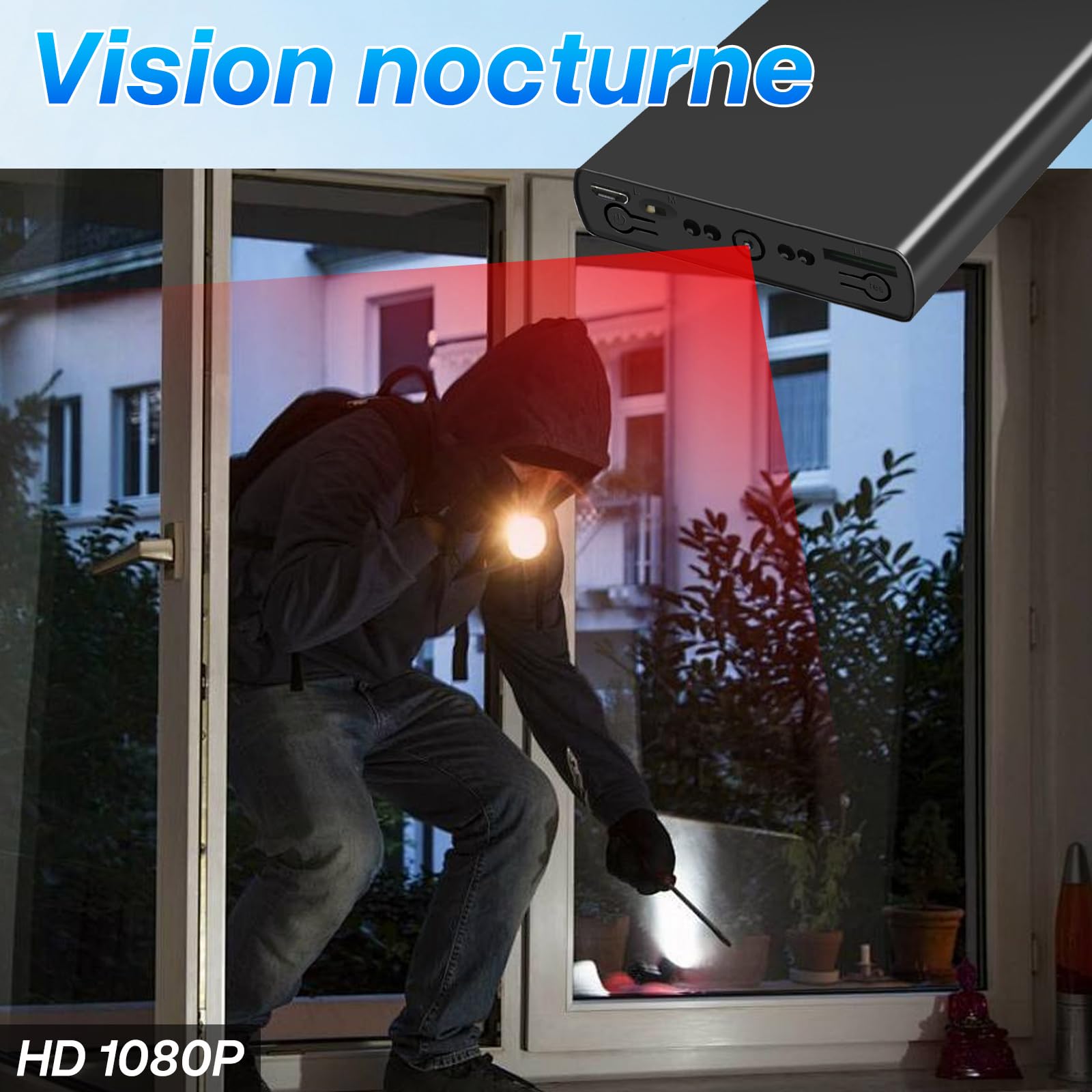 Caméra Espion Discrète HD 1080P, 10000mAh Power Bank Caméra Cachée sans WiFi, Mini Camera Espion Portable, Spy cam avec Audio et Vision Nocturne pour Activités intérieures et extérieures