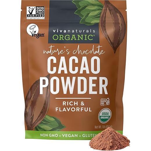 Organic Cacao Powder, Unsweetened, 1 lb (454 g) – Rich Dark Chocolate Flavor, Perfect for Baking, Smoothies & Hot Chocolate – Vegan, Keto, Paleo, Non-GMO & Gluten-Free Cocoa Powder