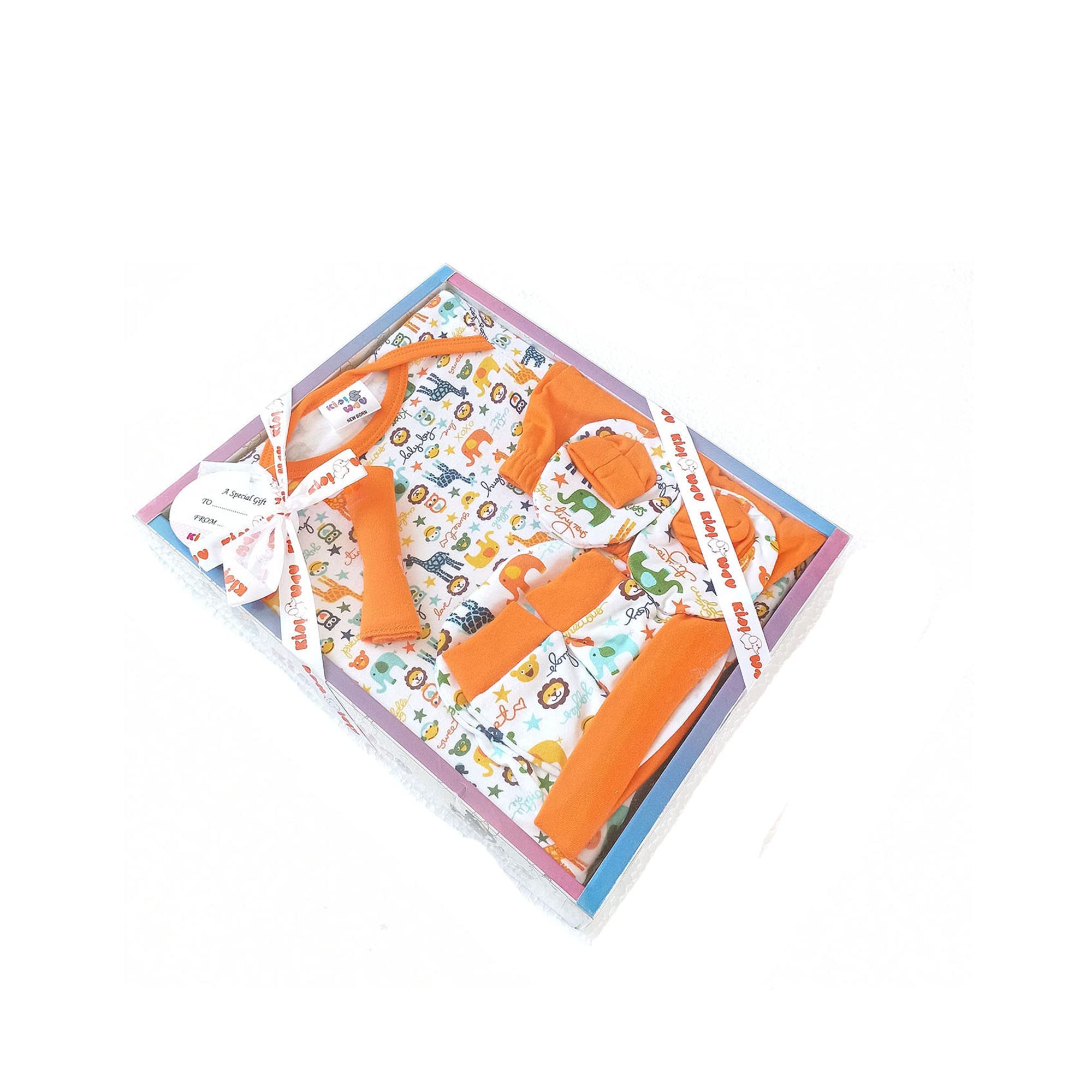 EIO Baby Gifts Set for New Born Unisex Clothing Gift Hamper 6Pcs (Orange) - Image 2 thumbnail