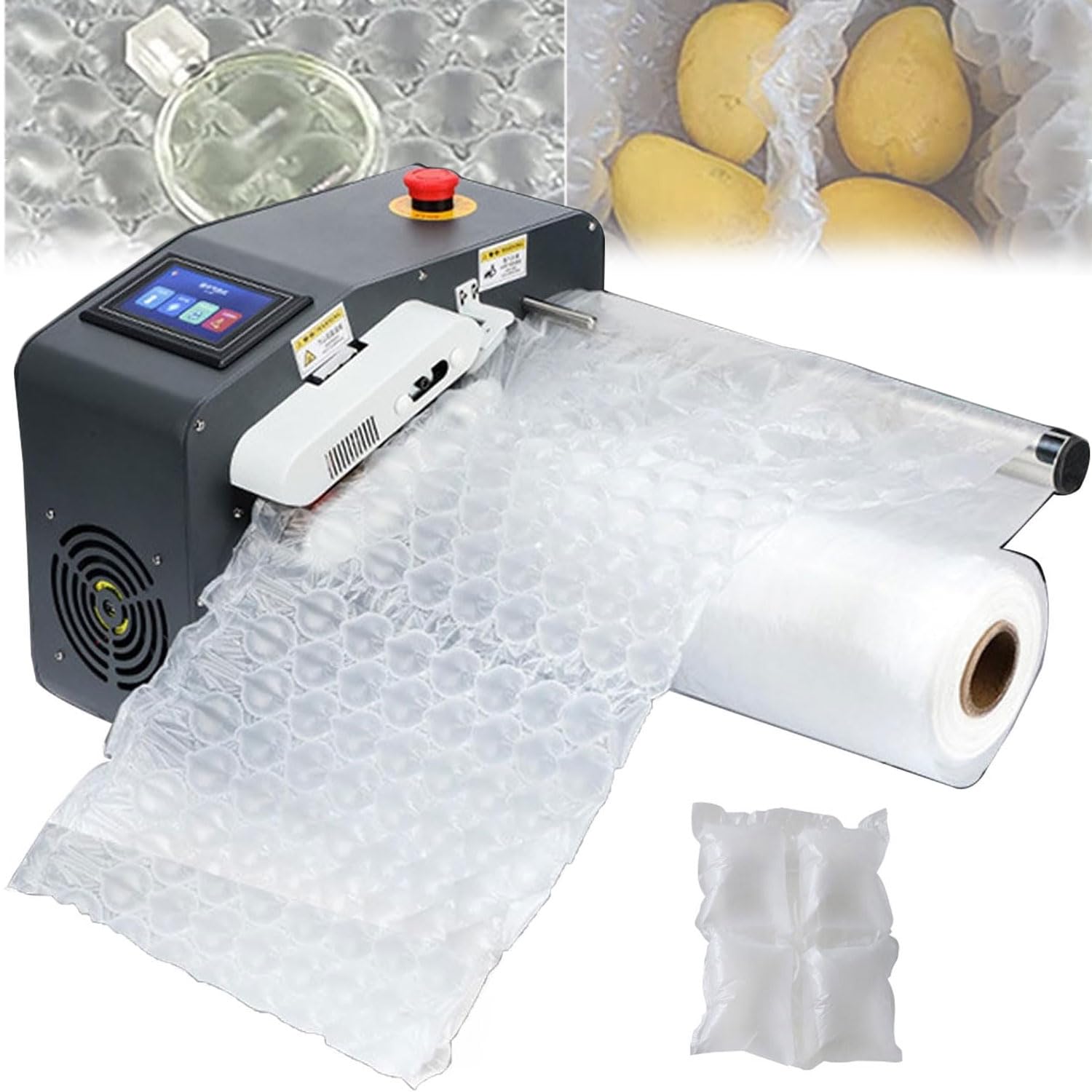 Przenośna maszyna z poduszką powietrzną, pompka bąbelkowa 450 W, ochrona przed przegrzaniem, regulacja 90~150°C, ekran LCD zapobiegający wyłączaniu, nadmuchiwane opakowanie do wysyłki