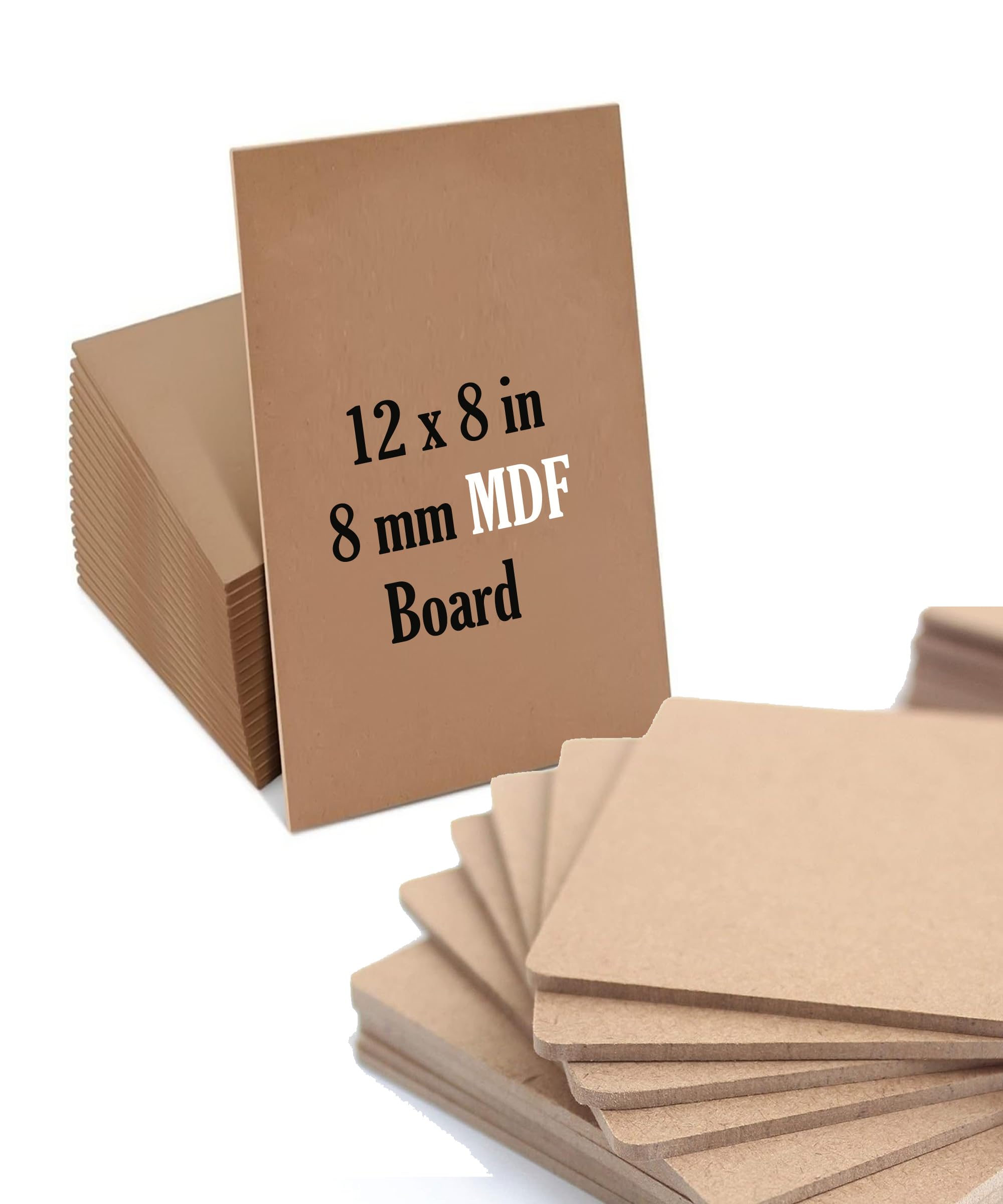 Art and Craft MDF Board | 12x8 Inch, 8mm Thickness | Set of 6 Boards | Wood Color | Smooth Surface for DIY Speaker Enclosures, Leather/Rexine/PVC Sheet Pasting & Laser Cutting