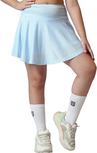 UMILDO Girls Activewear Skorts – Solid Sports Skorts with Convenient Pockets and Built-in Shorts for Tennis Skating &amp; Danc...
