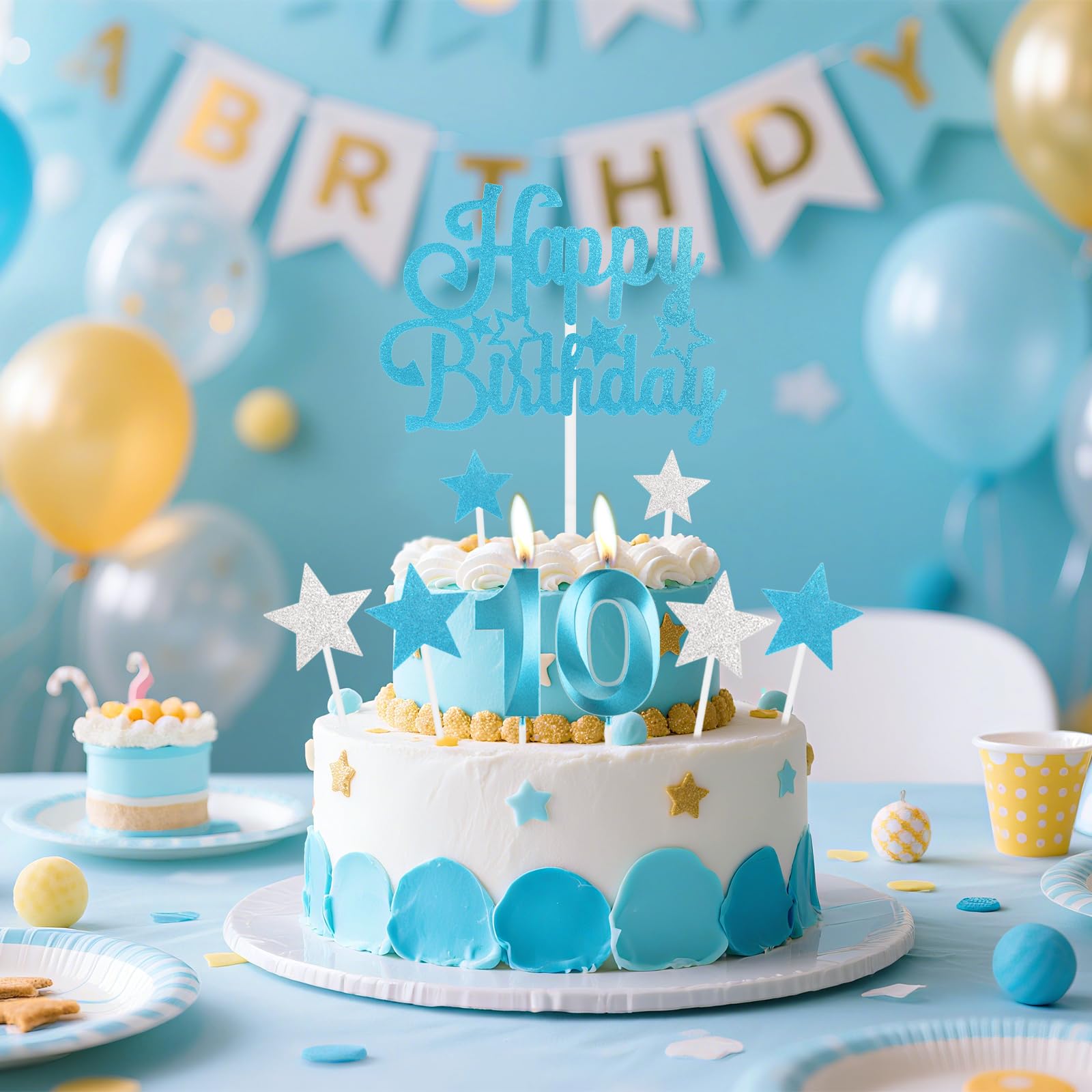 mciskin Blue Birthday Candles Set,Girl Boy 17th Birthday Decorations,Number 17 Candle for Cake,Blue Candles Cake Toppers with Star for Girls Boys Birthday Party Anniversary Decorations - Image 4