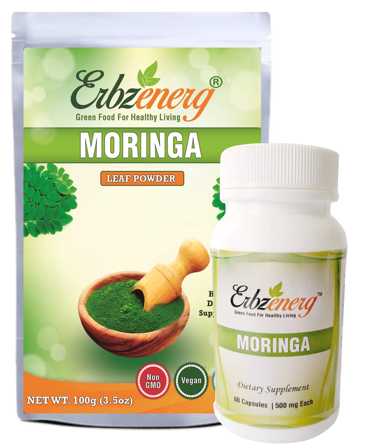 ERBZENERG� Organic MORINGA Powder 100g and 60 Capsules-image-28