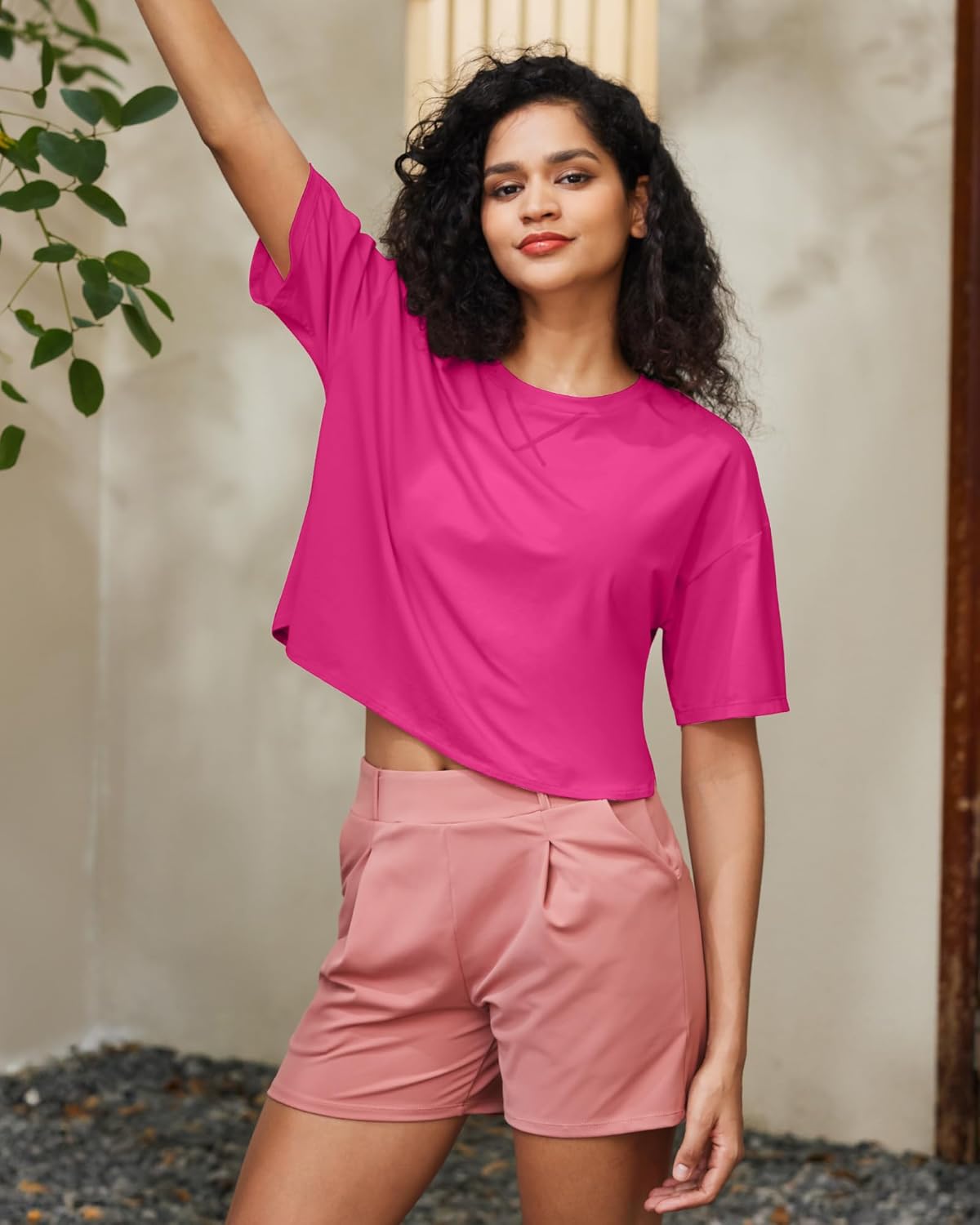 G4Free Short Sleeve Crop Workout Tops for Women Loose Fit Cotton Basic T-Shirts - Image 3