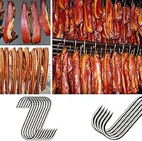 Vista 6 de Ganchos de carne de 5.12 pulgadas, 20 ganchos de carnicero de acero inoxidable 304, ganchos para ahumar, colgar, secar, carnicería, barbacoa